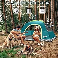 Vista 4 de Tents for Camping 4 Person Tent Waterproof Windproof Double Layer Camping Tent, Easy Setup Dome Tent with Large Mesh Windows & Wider Door for