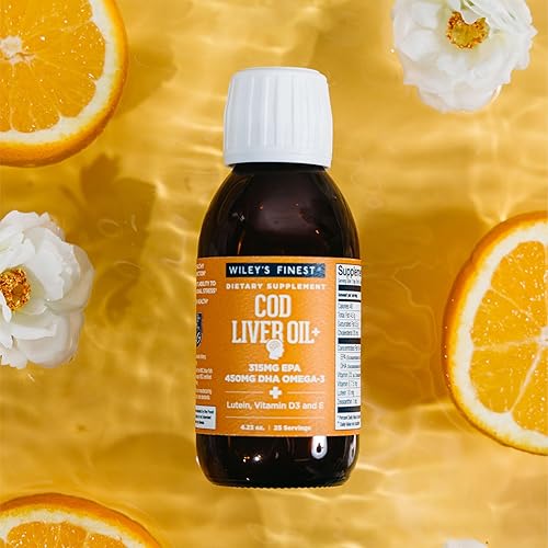 Miniatura 5 de Wiley's Finest Aceite de hígado de bacalao, suplemento de aceite de pescado omega-3 con sabor a naranja, 765 mg de omega-3, 4.23 onzas (25 porciones)