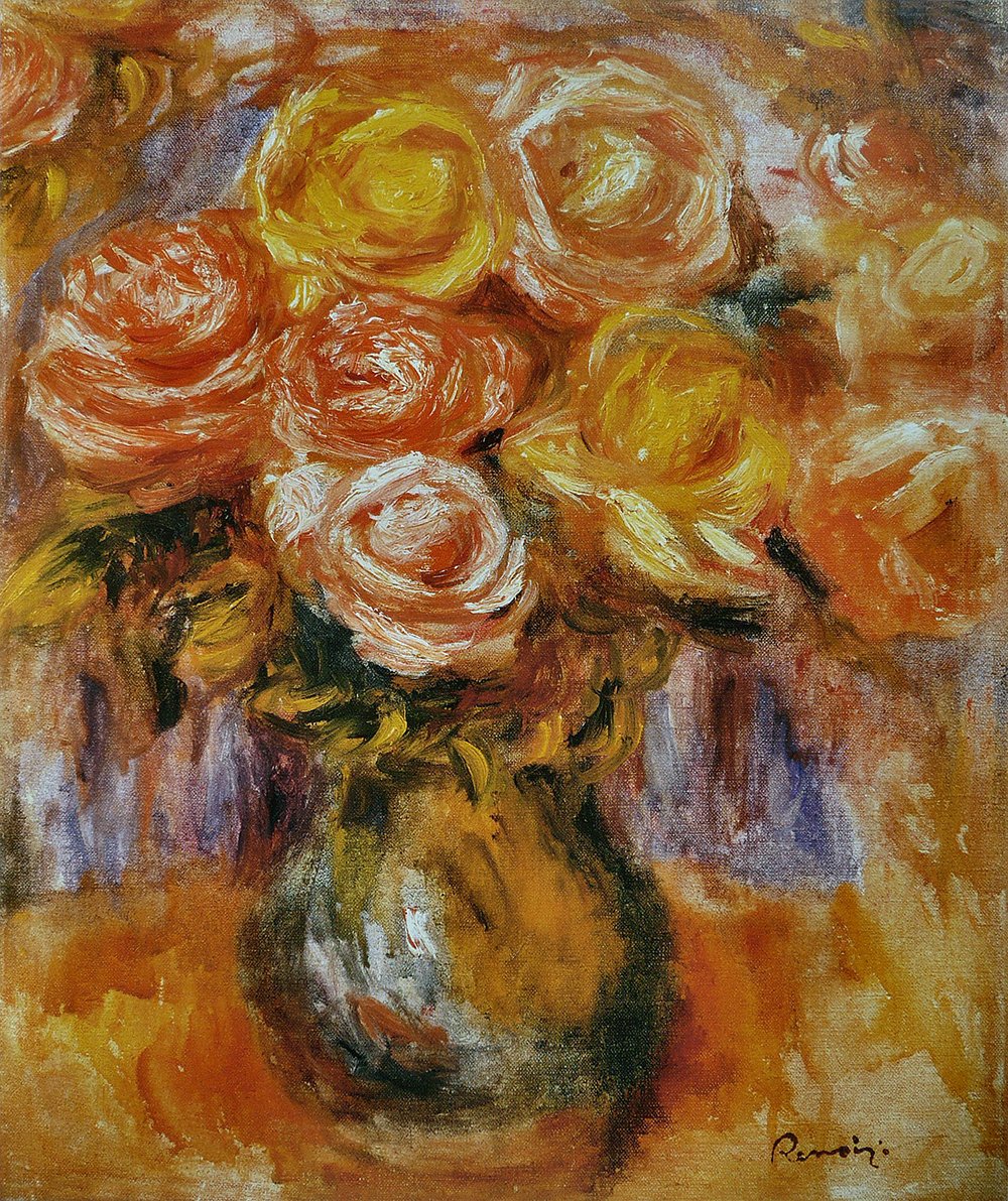 Lámina Renoir Vase de Roses para decorar un salón clásico