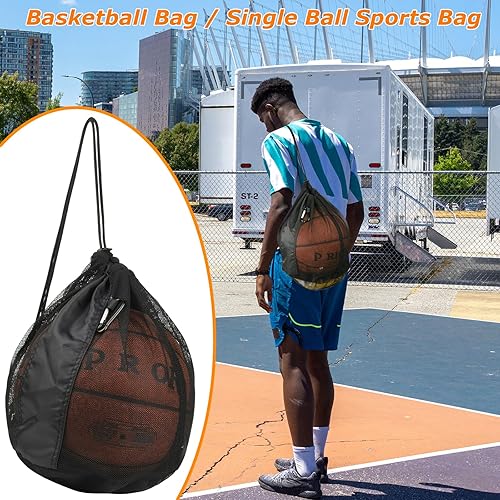 Miniatura 7 de Cosmos Mochila de baloncesto  Bolsa de baloncesto  Bolsa cruzada de malla de una sola bola para voleibol, fútbol, rugby equipo de fútbol,
