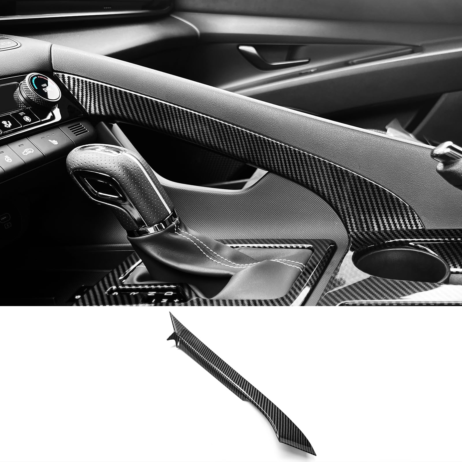 Carbon Fiber Style Handbrake Trim Cover Compatible with Hyundai Elantra N Line CN7 Automotive Accessories