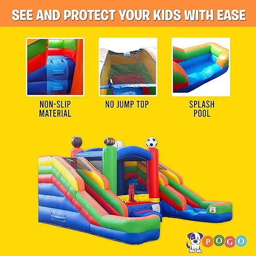 Miniatura 5 de Casa inflable de rebote y unidad combinada de doble tobogán (sin soplador)  16.5 x 15 x 11 pies  Bouncer deportivo cruzado, juguetes para niños al