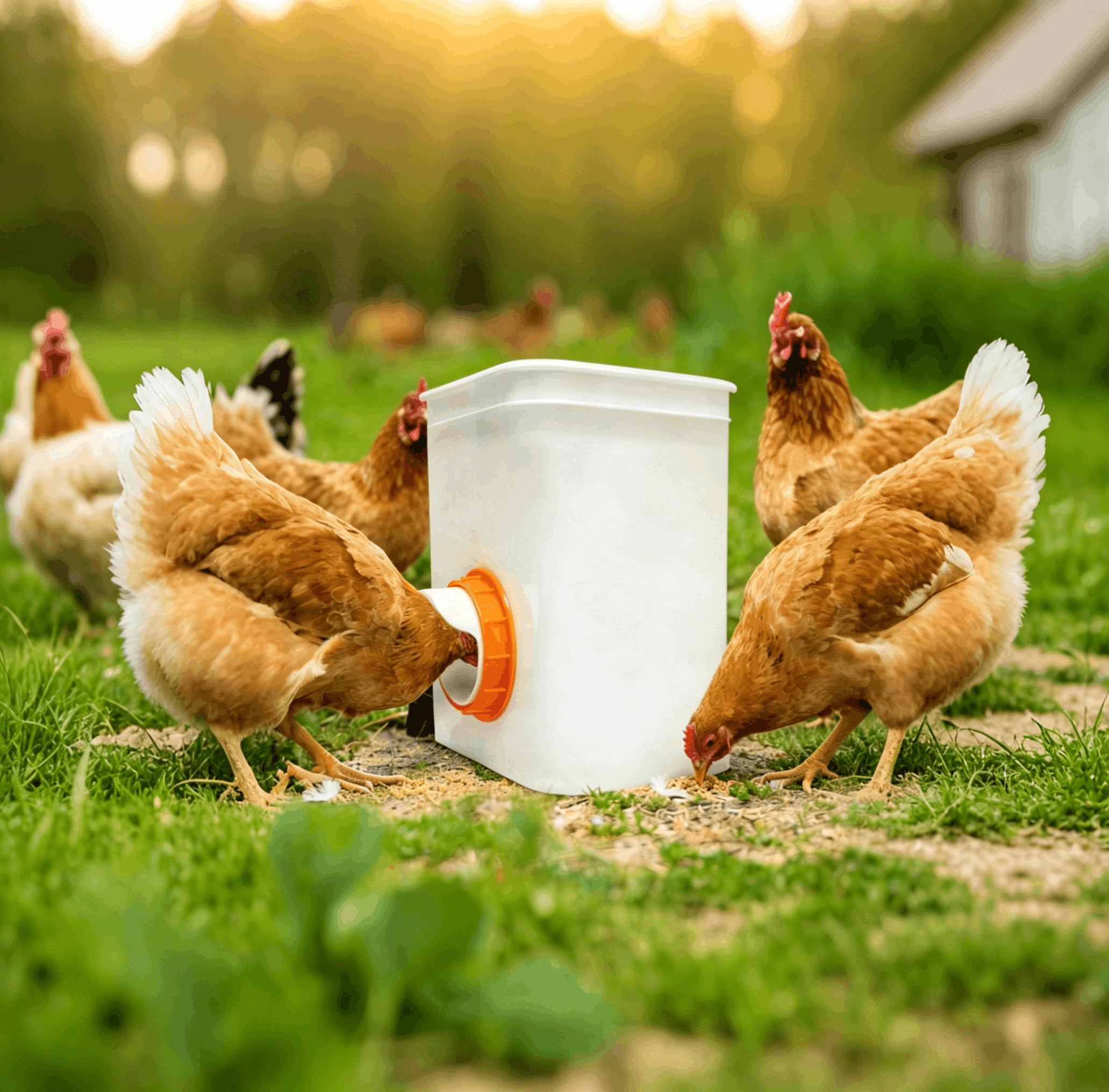 Comedero para pollo, sin residuos, 12 puertos, alimentador automático de aves de corral de 4 pulgadas con 12 cubiertas y 1 sierra de agujero, a prueba de lluvia, kits de comederos de pollo para