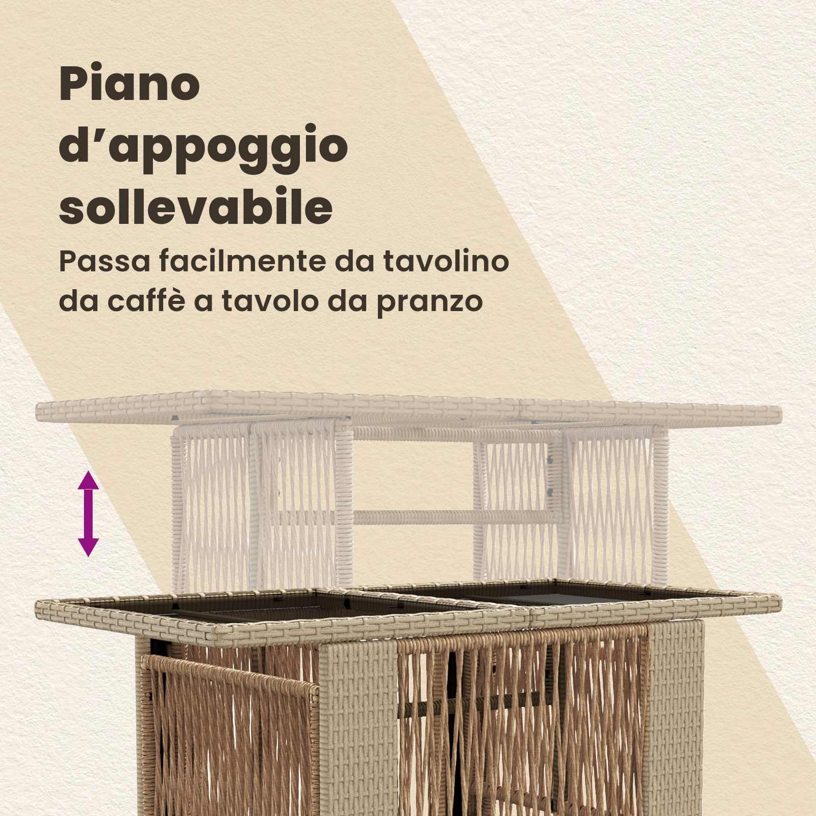 vidaXL Set Divano da Giardino 12 pz Beige e Bianco Crema polyrattan