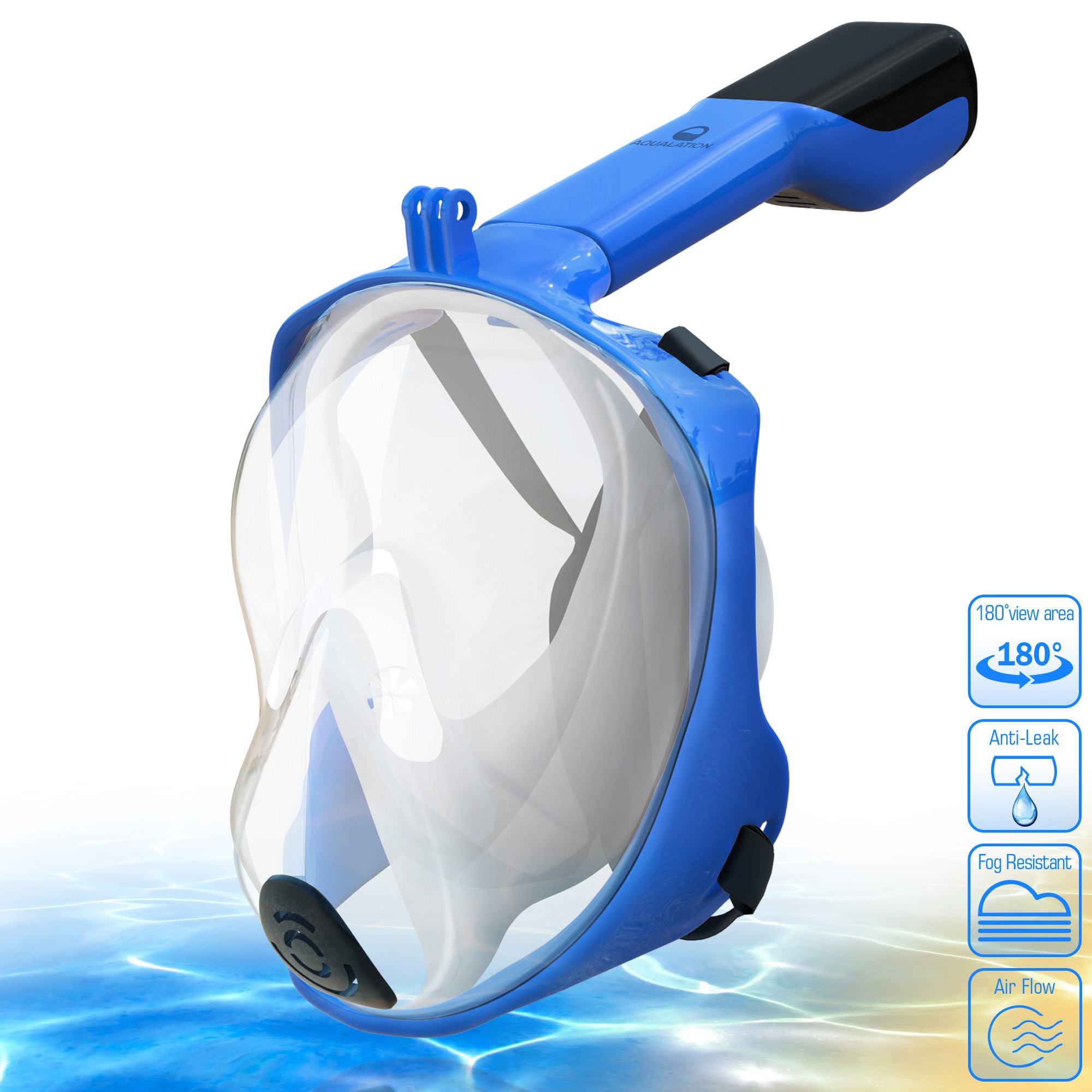[NEW 2018 UPGRADED] Snorkel Mask Full Face - 180° Large Panoramic View - Snorkeling Mask with Camera Mount, Easy Breath Dry Top Set, Anti-fog for Men, Women, Adults Youth