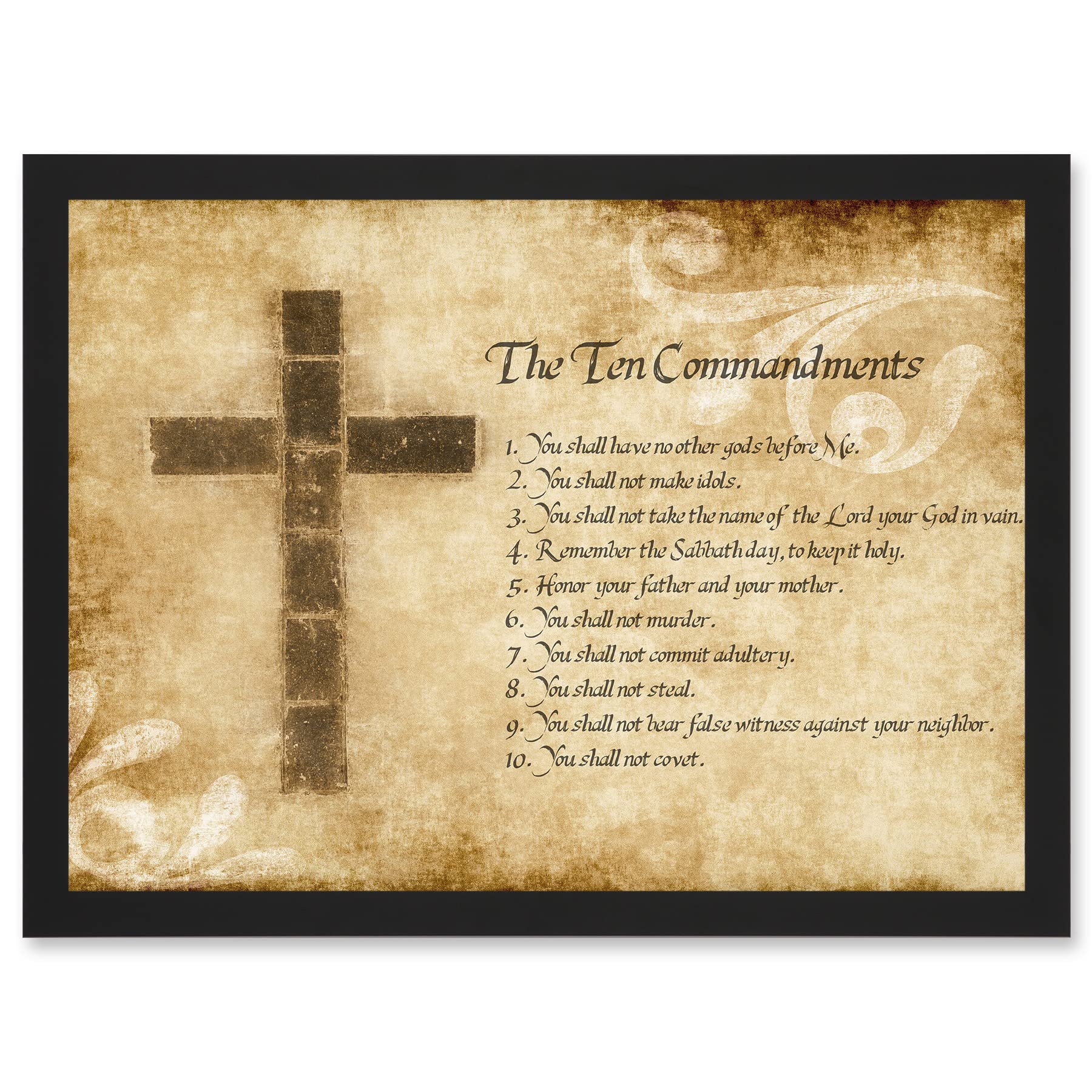 Artery8 Ten 10 Commandments Cross Christian Quote Wall Art PrintA4 Size from B&Q