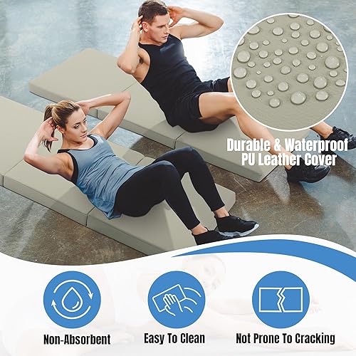 Miniatura 4 de MABOZOO Tapete de yoga triple de 3 pulgadas de grosor, tapete de ejercicio de piel sintética extra gruesa con parte inferior antideslizante,