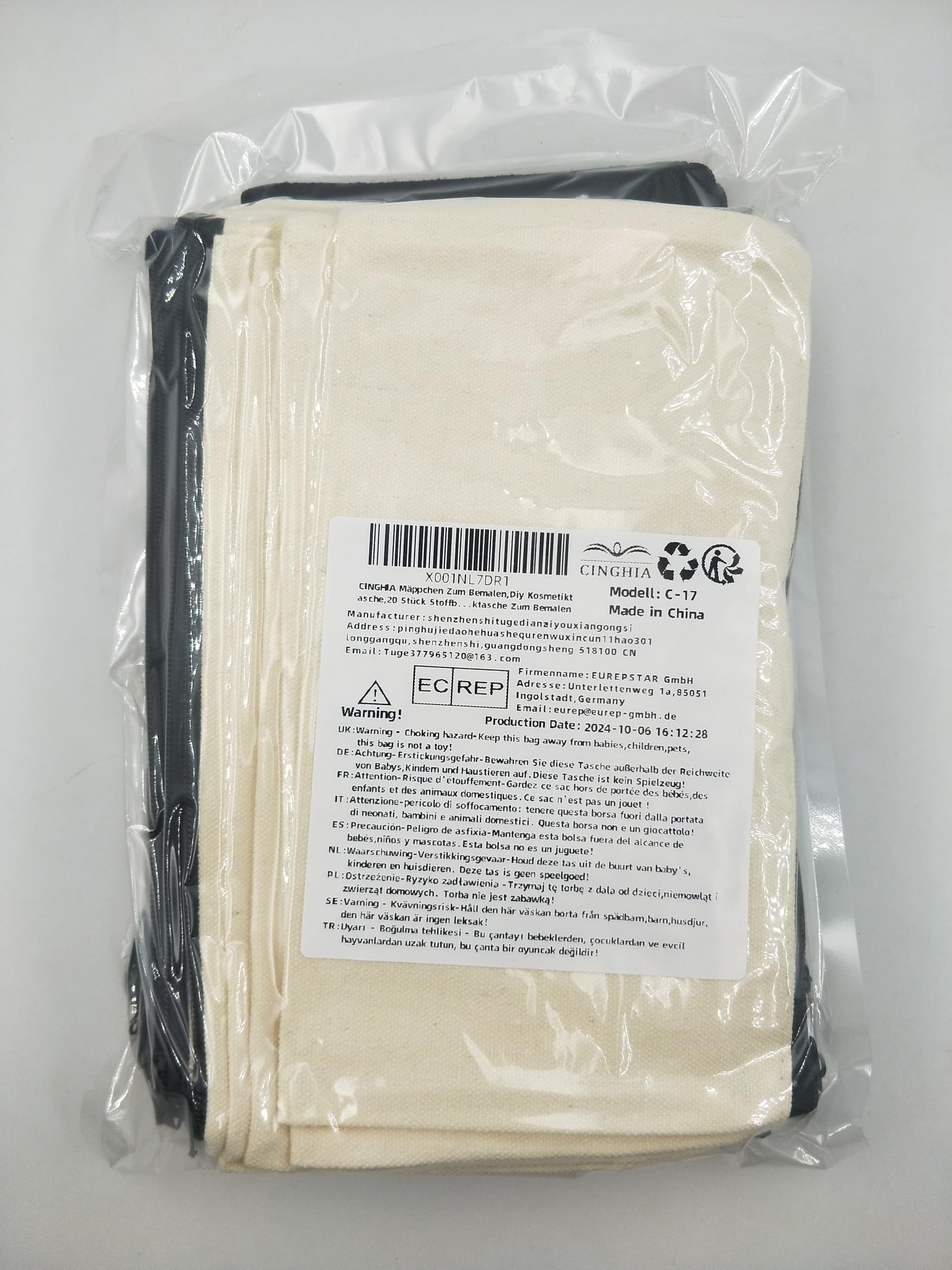Astuccio Tela,Astuccio in Tela Bianco,Pochette Tela,20 Pezzi Astuccio per Matite Fai Da Te per Scuola,Trucco e Bricolage, Astuccio Bianco 21x13cm