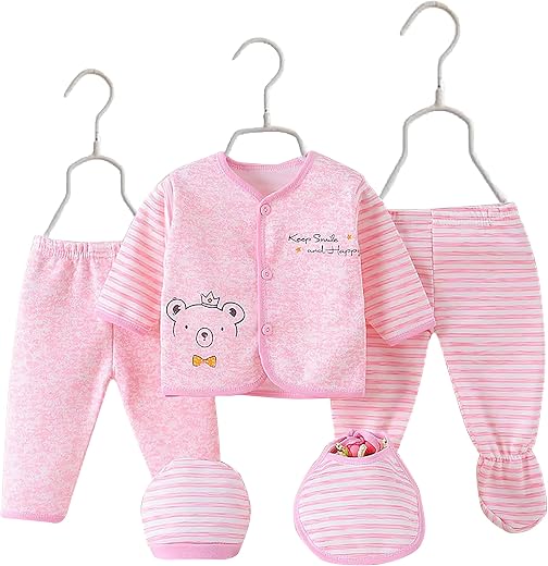 New Born Baby Winter Wear Baby Clothes for Baby Boy & Baby Girl 5 Pieces with Jacket, Pants, Bib, and Booties | New Born Baby Winter Wear