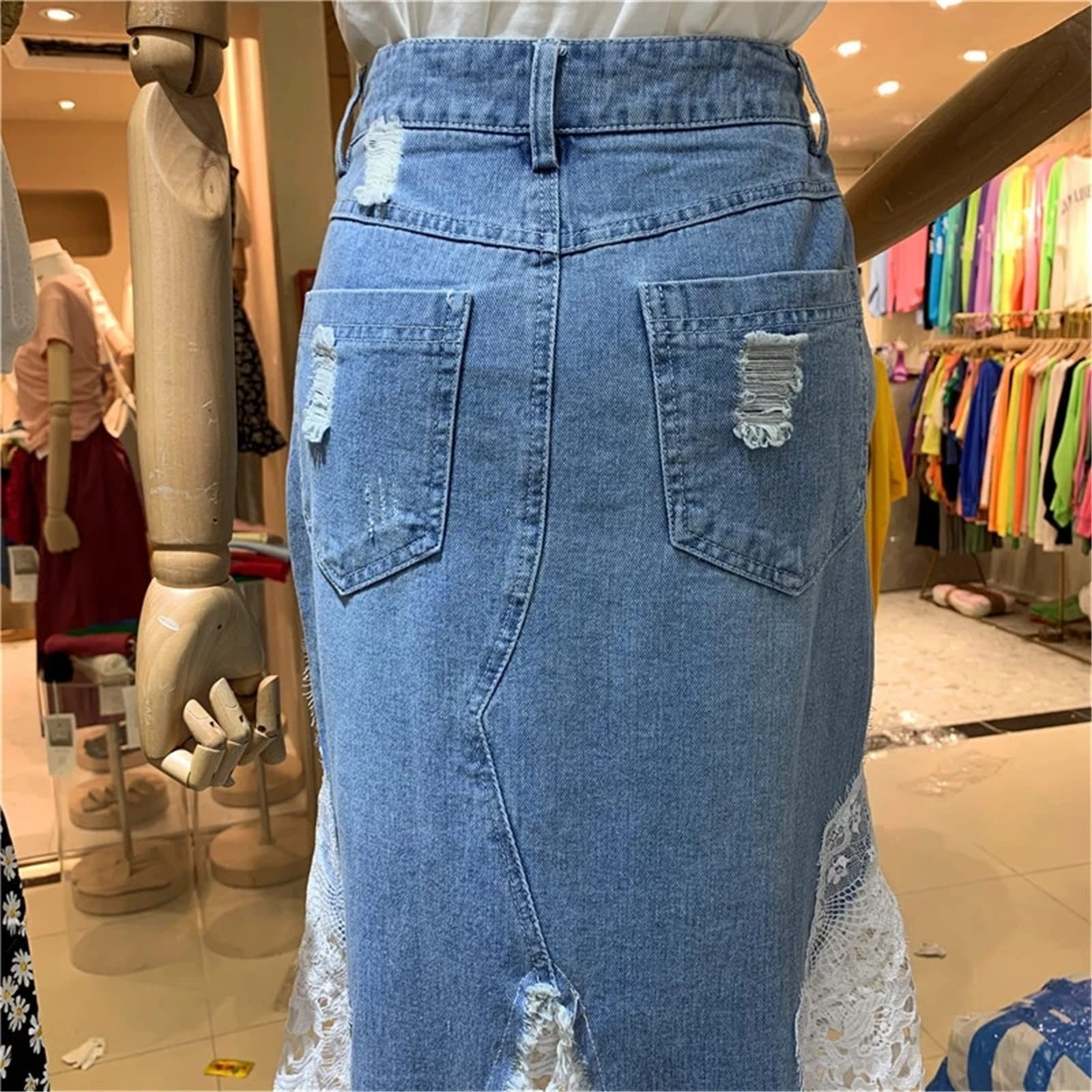 Amazon.com: MBVHVVJC Jean Skirt Womens Summer Lace Patchwork