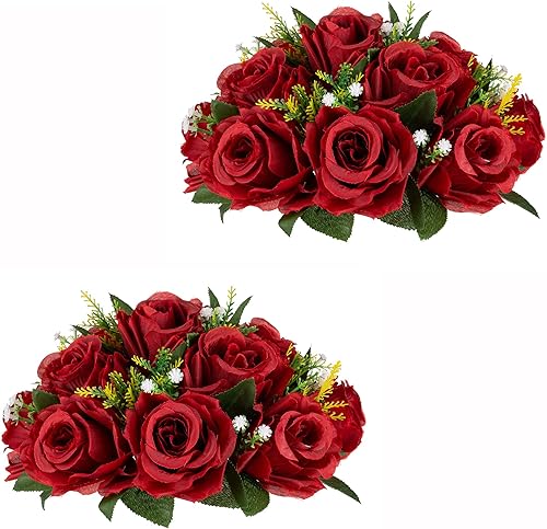 Inweder Bolas de flores de boda para centros de mesa 2 piezas de ramo de bolas de flores artificiales bolas de rosas de flores falsas para bodas