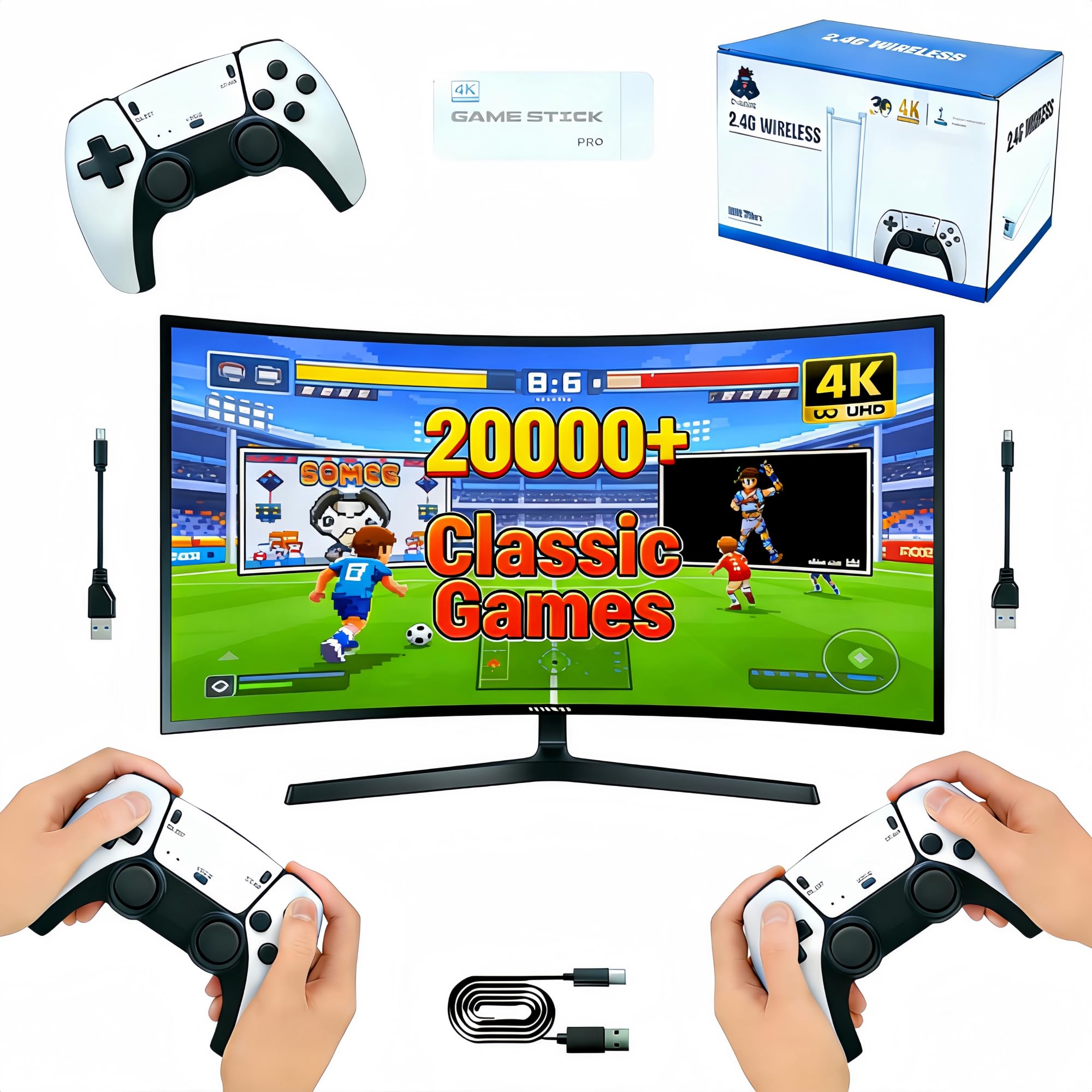 M15 Console Retro Game Portatile Con Oltre 20,000 Giochi Classici,Joystick Per Console Con Plug Per Emulatori Da 64 GB, Uscita Hdmi, Doppio Controller Wireless Aggiornato
