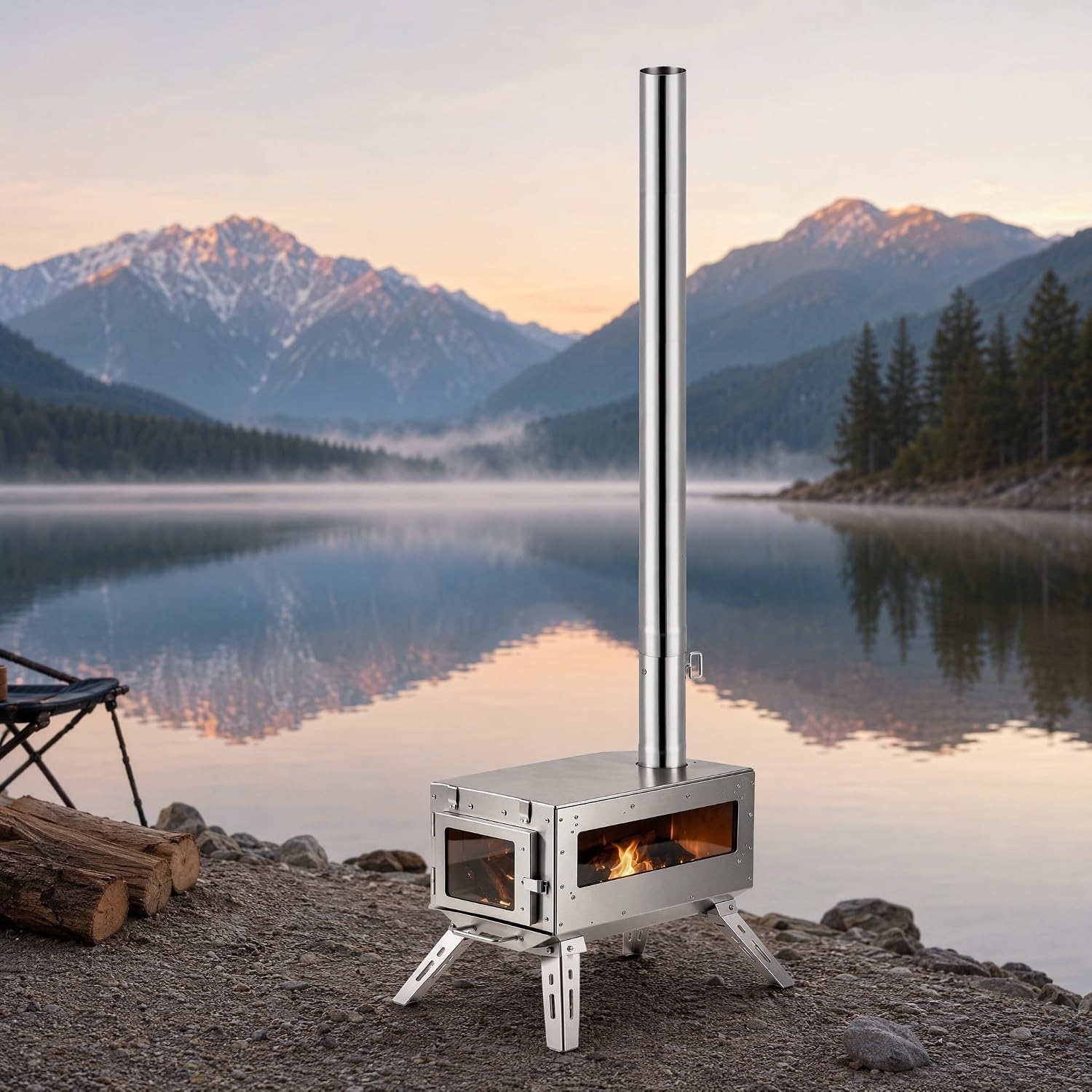 Stainless Steel Chimney Pipe with Adjustable Damper, 3 Inch
