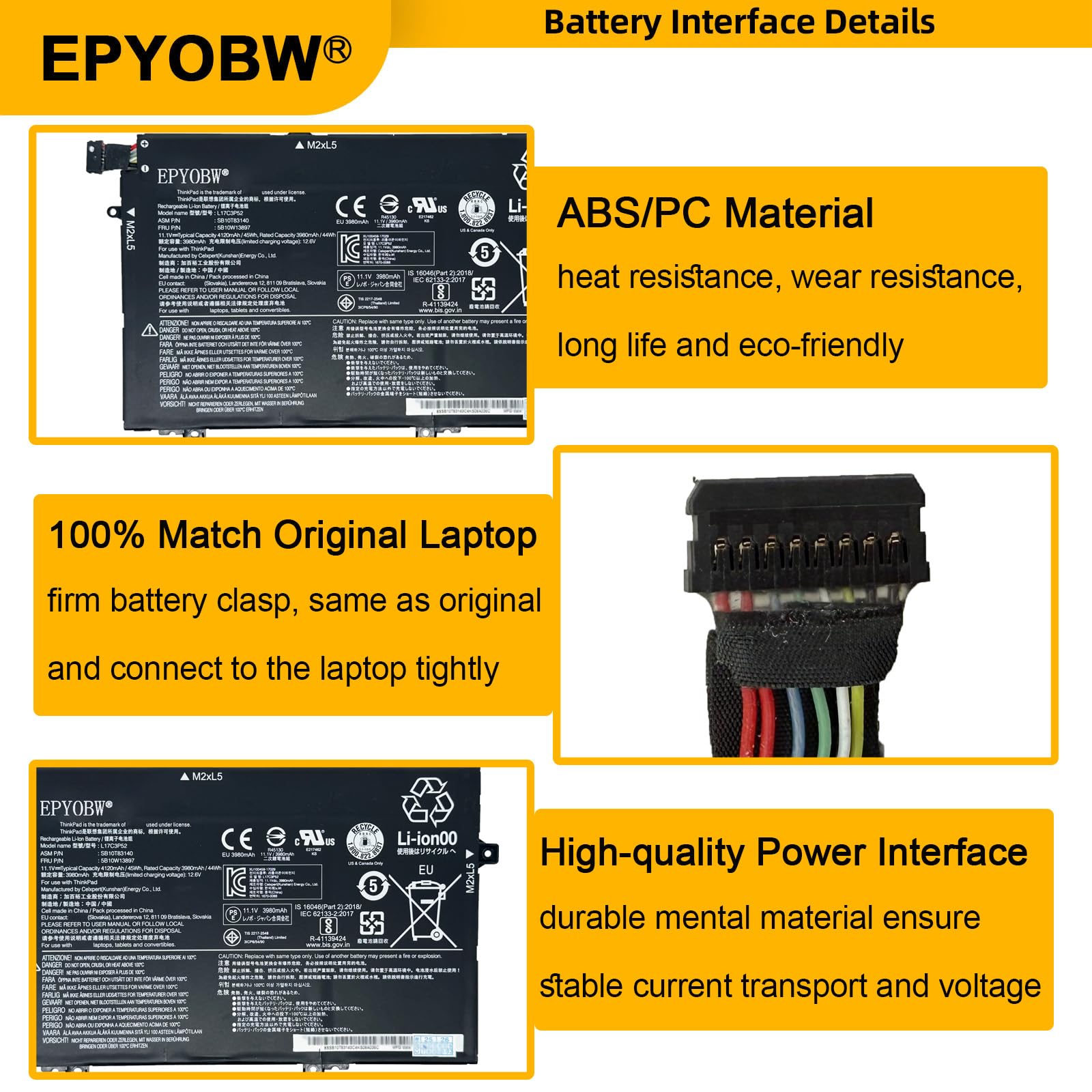 Amazon.com: EPYOBW L17C3P52 Laptop Battery 45Wh Compatible with
