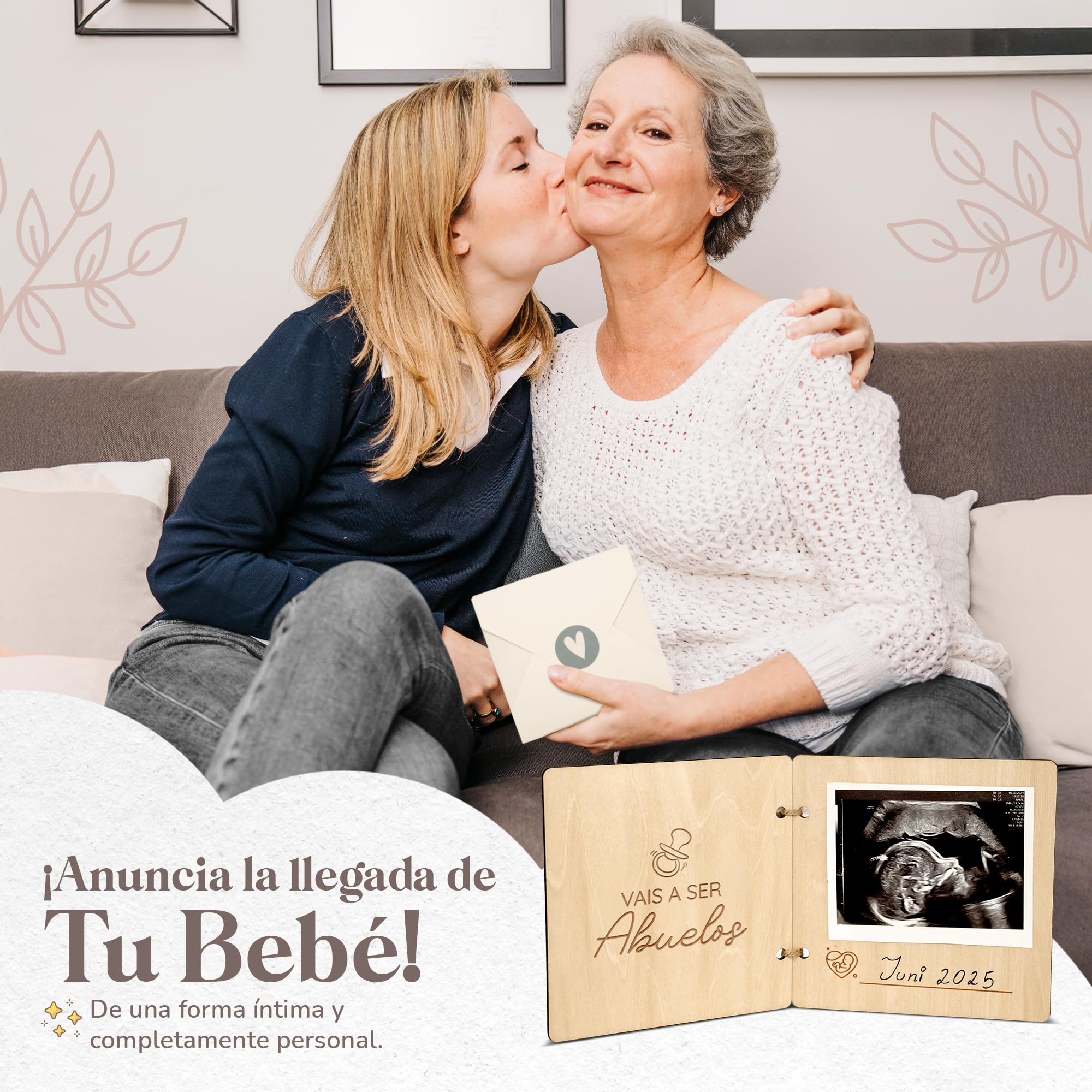 Announce pregnancy grandparents and family with wooden booklet, You will be grandparents, Let's have a baby - Image 2