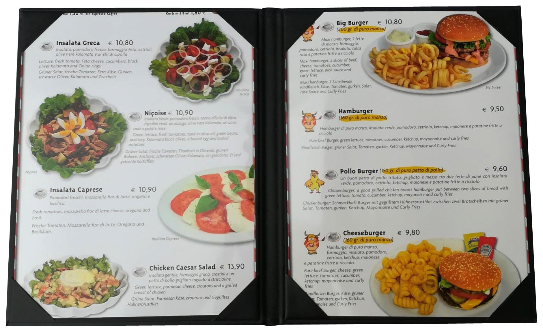5 pcs de restaurante Menú Covers titulares 8.5 "x 11" pulgadas, doble vista, se vende por caso, con hojas de PVC transparente para la protección de papel