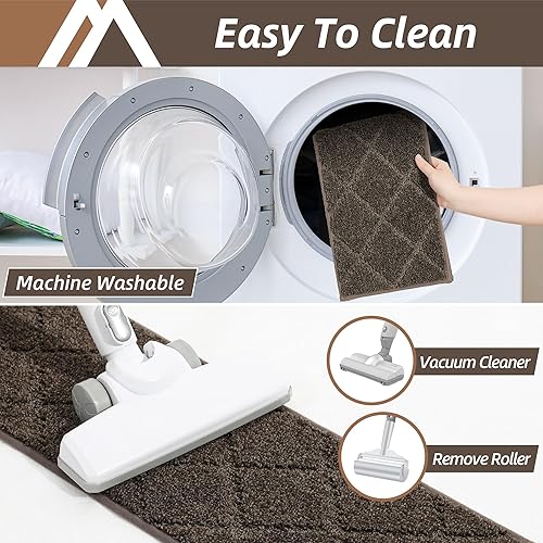 Miniatura 5 de COSY HOMEER - Alfombra antideslizante de 28 x 9 pulgadas, uso interior en peldaños de madera, alfombras para niños y perros, 100 % poliéster, base