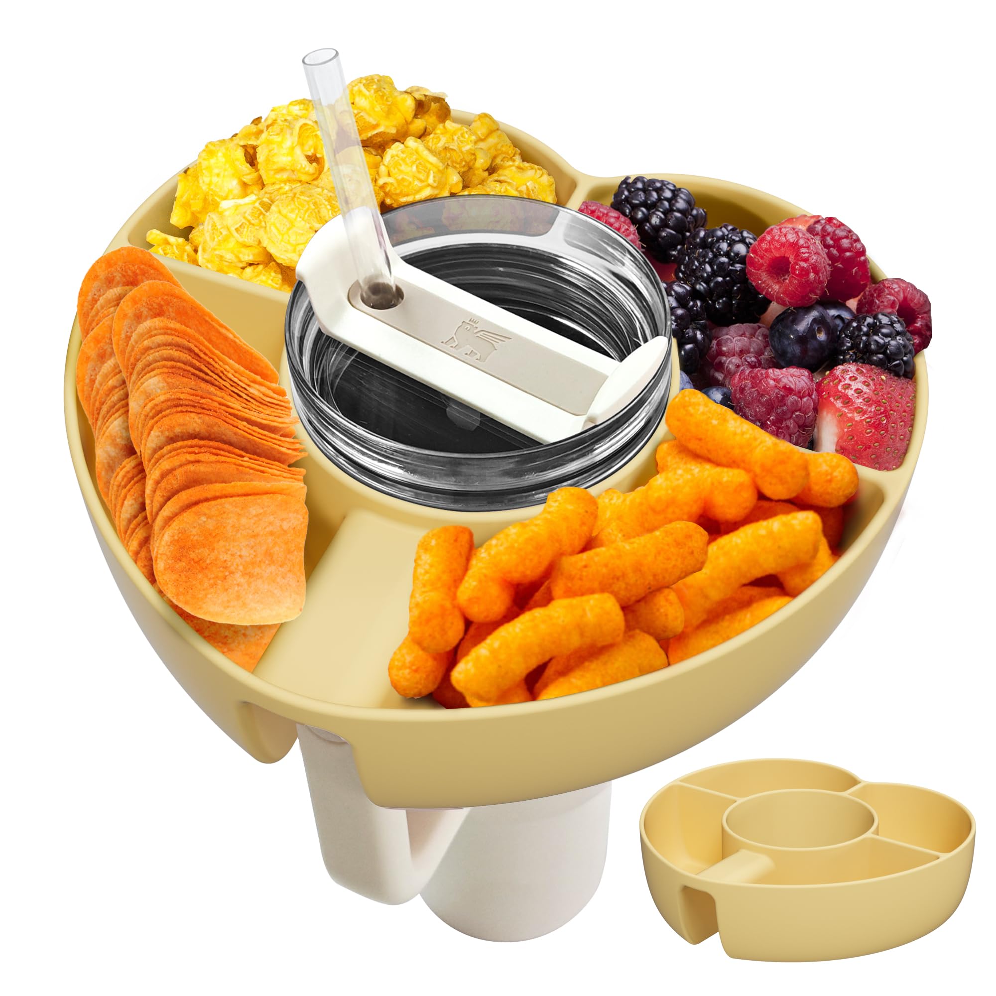 AWINNER Compatible for Stanley Cup 40 oz Snack Bowl with Handle, Reusable Silicone Accessories (Yellow, 40 oz)