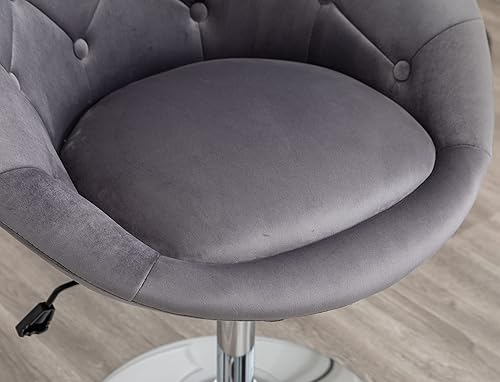 Miniatura 8 de Roundhill Furniture Noas - Silla giratoria tapizada de terciopelo con respaldo copetudo, color gris