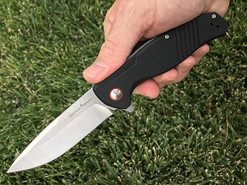 Miniatura 6 de TACTICAL GEARZ G10 - Cuchillo de bolsillo TG Lyra, mango G10, cuchilla afilada de acero D2, sistema de pivote de rodamiento de bolas, incluye vaina.