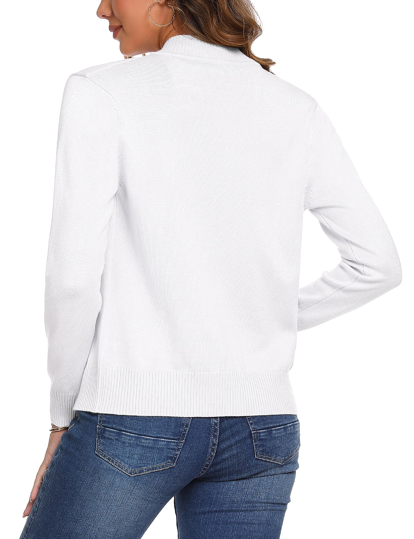 Aottori Cardigan Donna con Zip Maglione Cerniera Leggero Giacca in Maglia Elegante Golfino a Maniche Lunghe Pullover Aperta Casual per Primavera Autunno Invernale