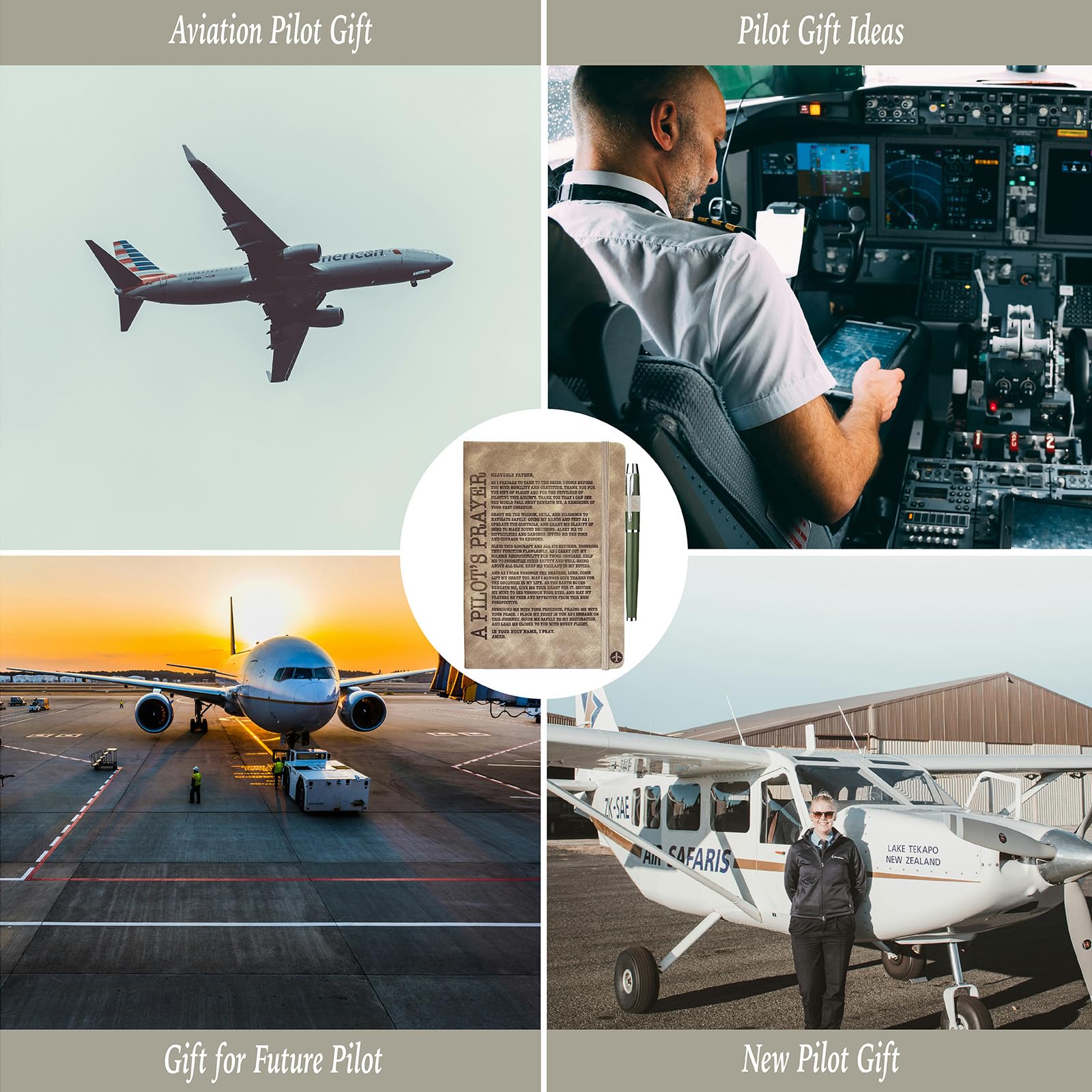 Pilot Gifts Men Women, Pilot Prayer Leather Journal 200 Pages Notebook A5 Lined with Pen and Keychain, Thoughtful Religious Gift for Aviation Airplane Future Pilot Birthday Graduation Christmas