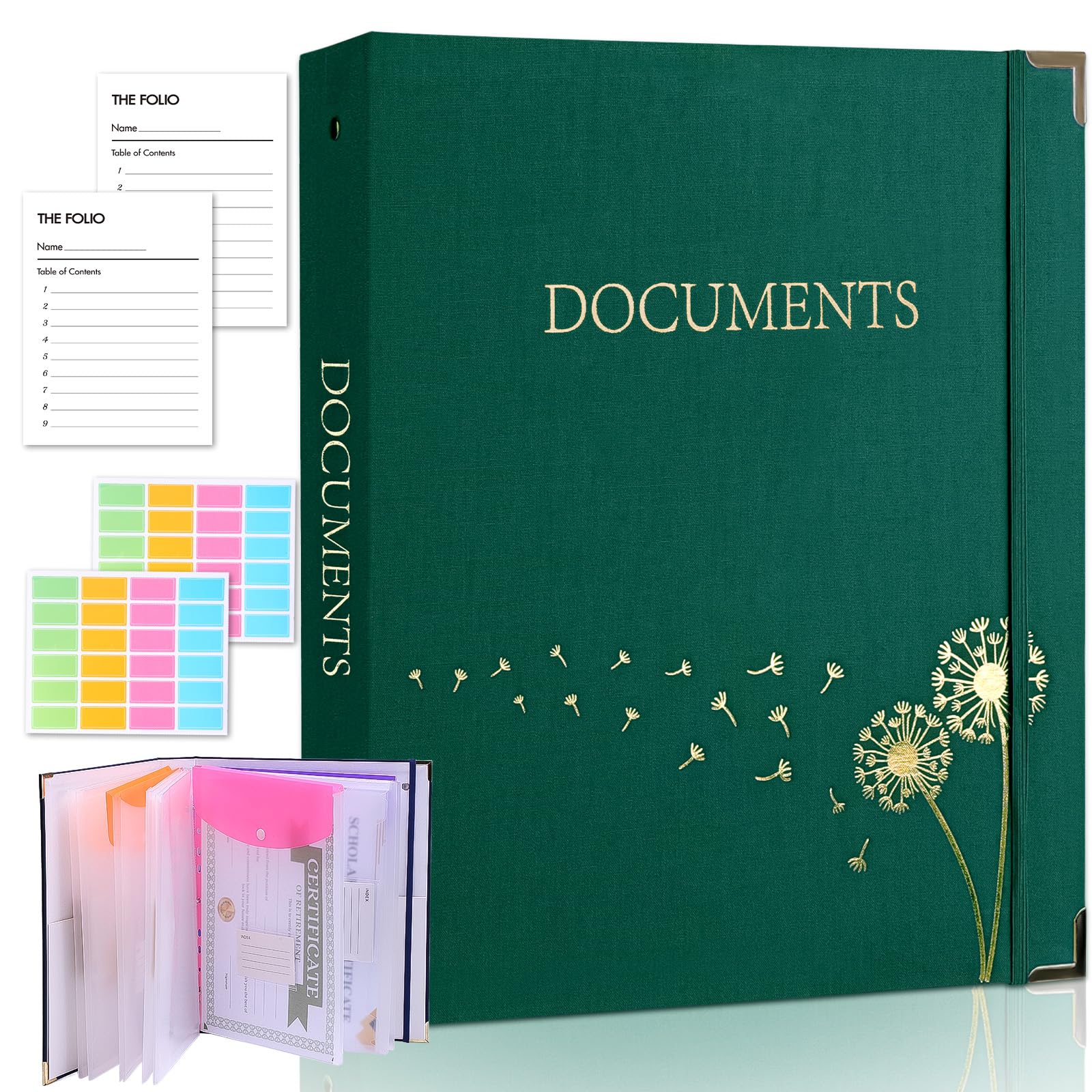 XKDOUS Important Document Organizer 3 Ring Linen Binders Folio File Folders