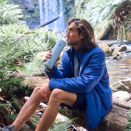 Miniatura 6 de BOTTLE BOTTLE Botella de agua aislada de 24 onzas con tapa de popote y asa para deportes, viajes, gimnasio, botellas de agua de acero inoxidable,