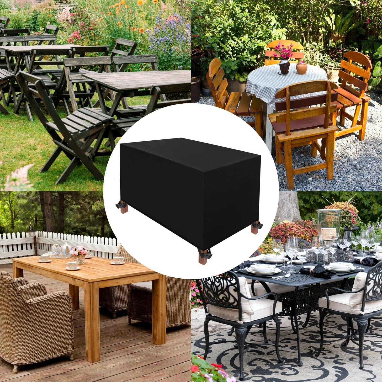 Copritavolo Esterno Impermeabile 225x116x80cm/LxWxH Copertura Tavolo Esterno 420D Oxford Protezioni Impermeabile Anti-UV Antipolvere e Resistente allo Strappo Antivento Copertura Tavolo Sedie