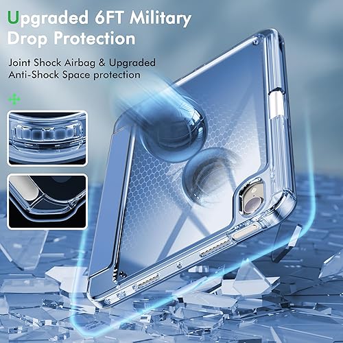 Miniatura 3 de INFILAND Funda para iPad Mini 6 (8.3 pulgadas, 2021), parte trasera ultra transparente y funda de piel sintética. Protección contra caídas de 6 pies