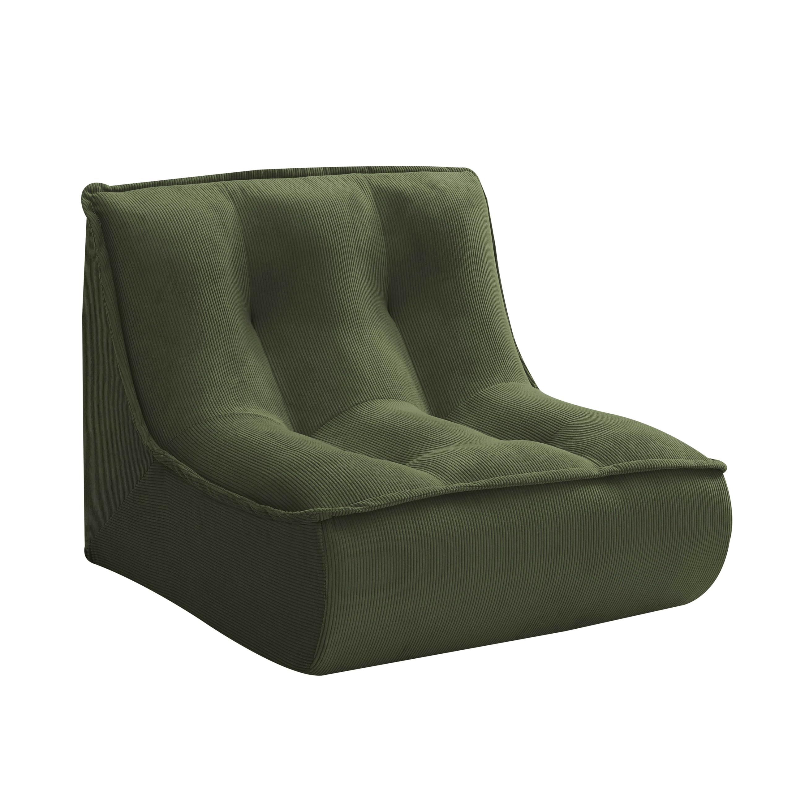 Lot de 3 fauteuils modulable en velours côtelé 240 x 90 x 70 cm vert - Lizy