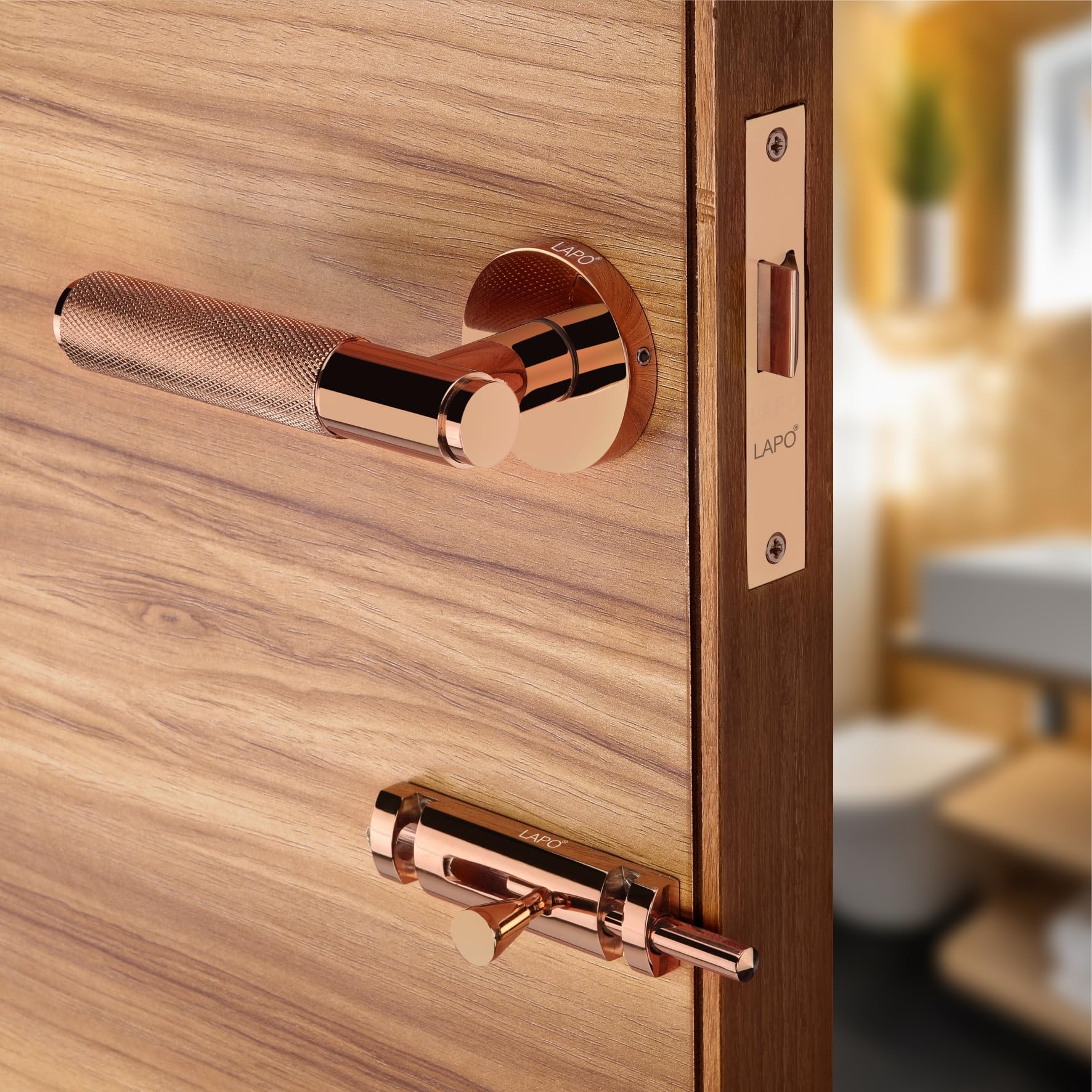 LAPO Antique Bathroom Door Lock - Keyless & Brass -10