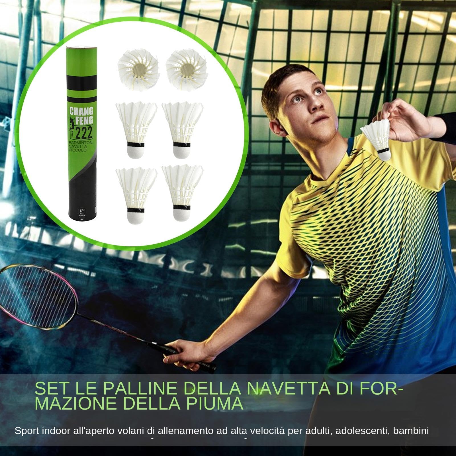 Generico Palla da Badminton - Set di volani da Allenamento ad Alta velocità per Buon Volo, da Badminton in Piume d' Durevole, per Sport Indoor all'aperto, da Badminton per Adulti