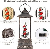 Vista 17 de Linterna musical de globo de nieve de Navidad, linterna giratoria brillante de 12 pulgadas con temporizador de 6 horas, alimentado por USB