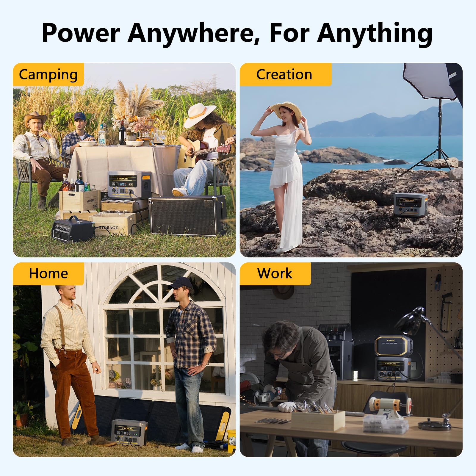 VTOMAN FlashSpeed 2400 Power Station with 400W Solar Panel, 2400W/1408Wh LiFePO4 Battery, Expandable up to 2688Wh, 600W Solar Input, 1 Hr AC Fast Charge, Solar Generator for Camping, Home, Travel — view 10