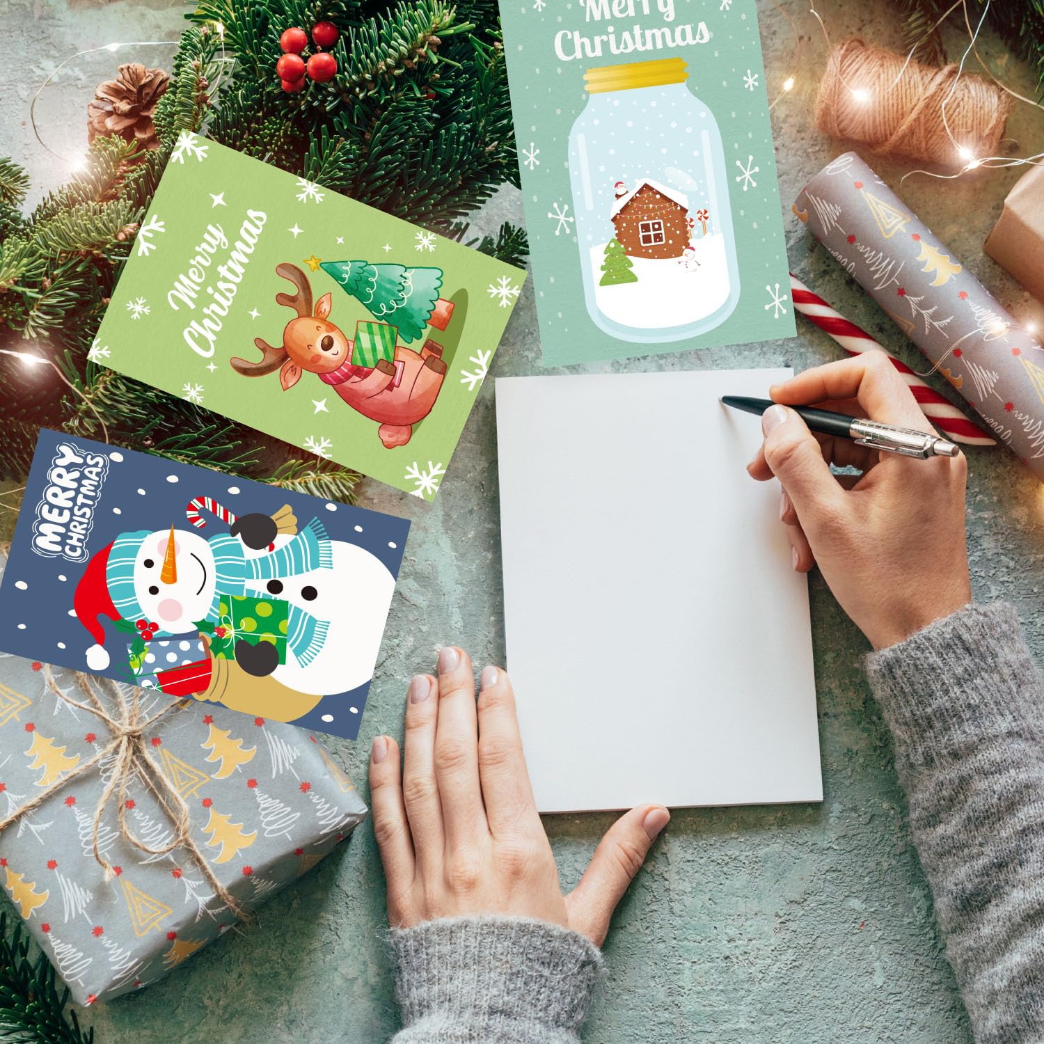 Tarjetas De Navidad Con Sobres Y Calcomanías De Sellado, 8