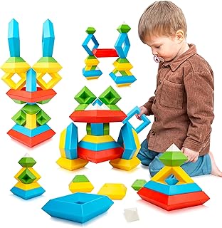 Montessori Toys for 3 4 5 Year Old Boys Girls Preschool Learning Educational Toy，30 Pcs Stacking Building Blocks for Toddlers Age3-4 Kids STEM Sensory Toy Fine Motor Classroom Gift Stackable