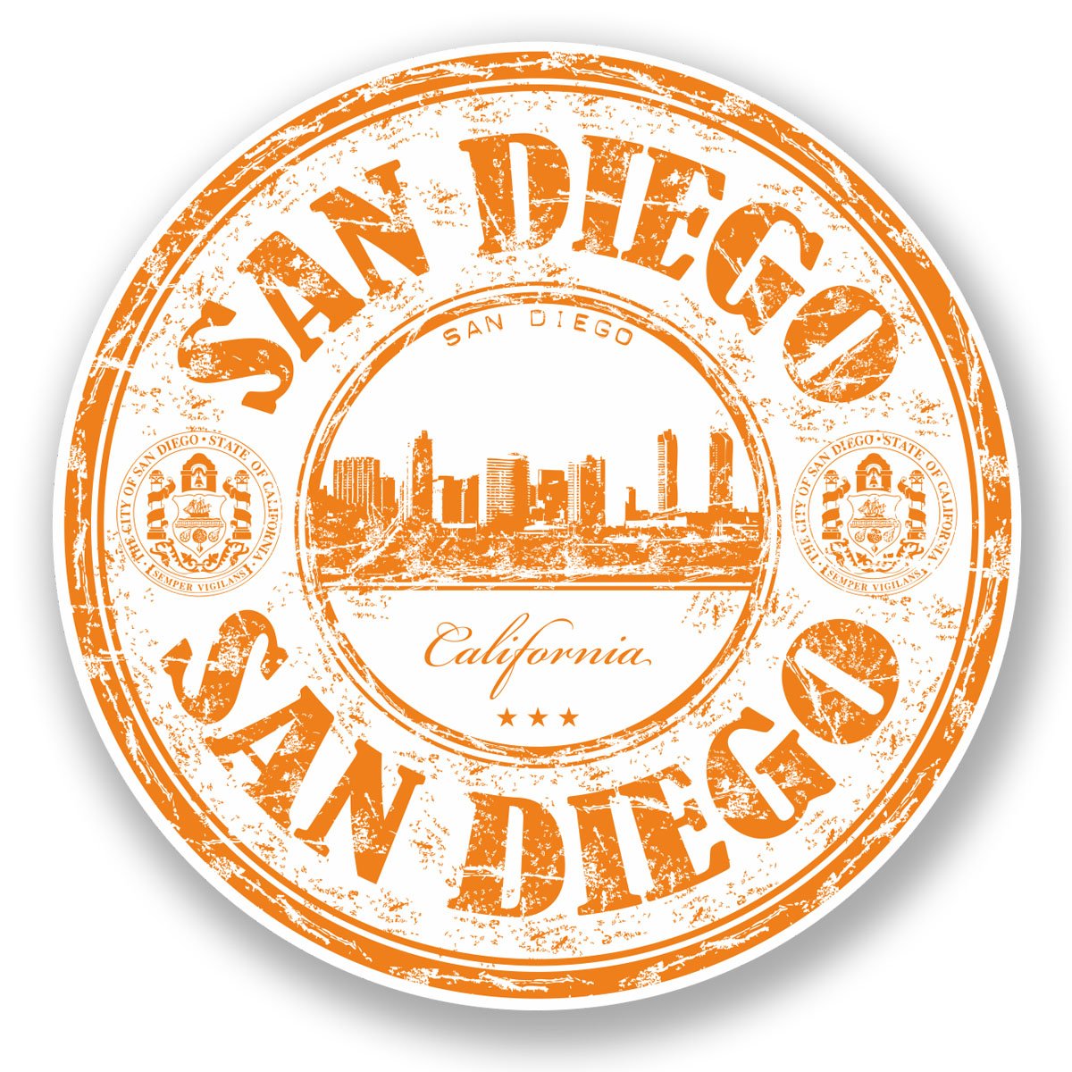 2 x 10cm San Diego California USA Vinyl Sticker Bike Laptop Travel Luggage #5965 (10cm x 10cm)