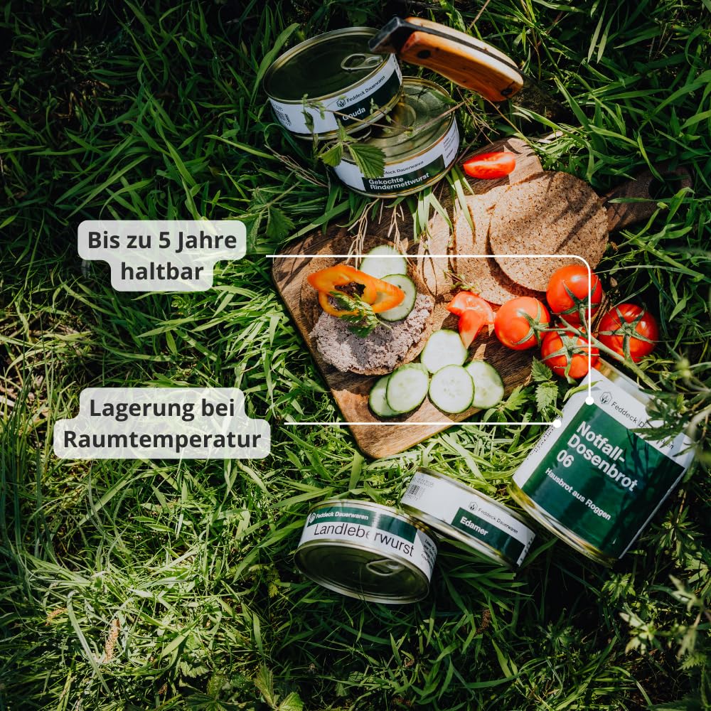 6 x Dosenbrot 03 Domkruste Weizen-Roggenmischbrot, 380 g pro Dose, ohne Konservierungsstoffe, lange haltbar, ideal für Vorrat, Notfall, Outdoor und Camping, mit Ring-Pull-Verschluss