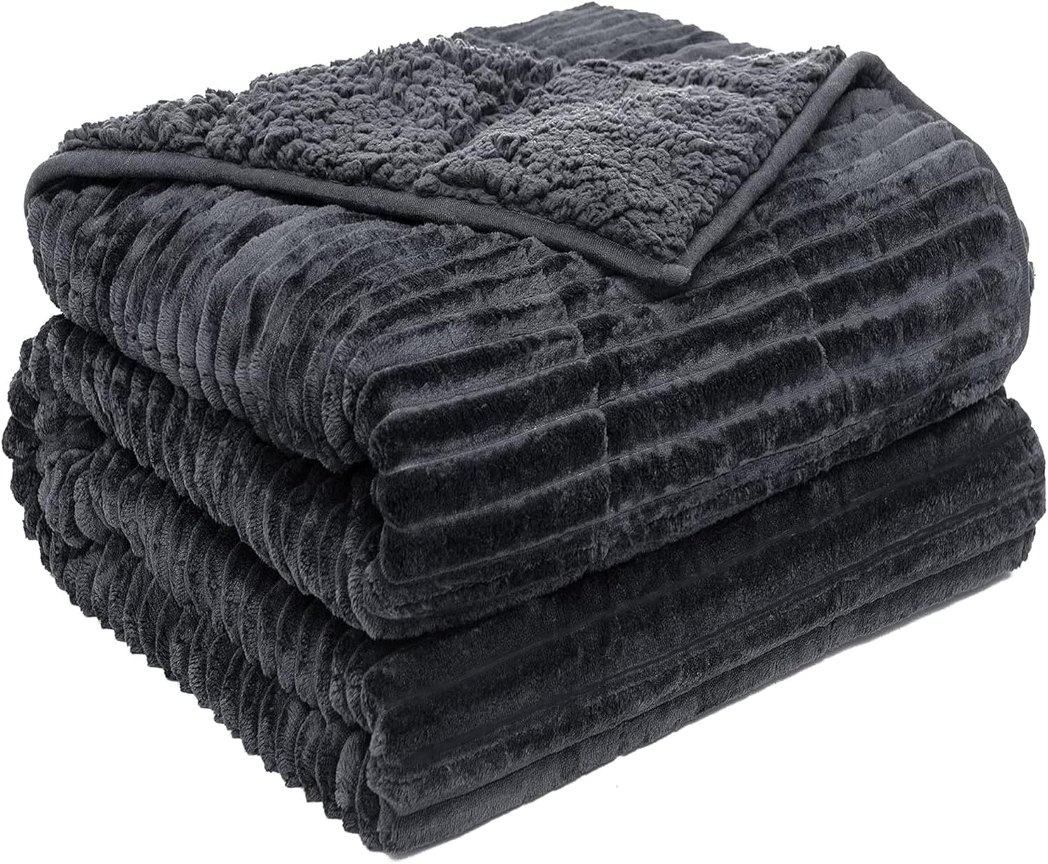 Eazfy Pro Ribbed Weighted Blanket Dark Grey