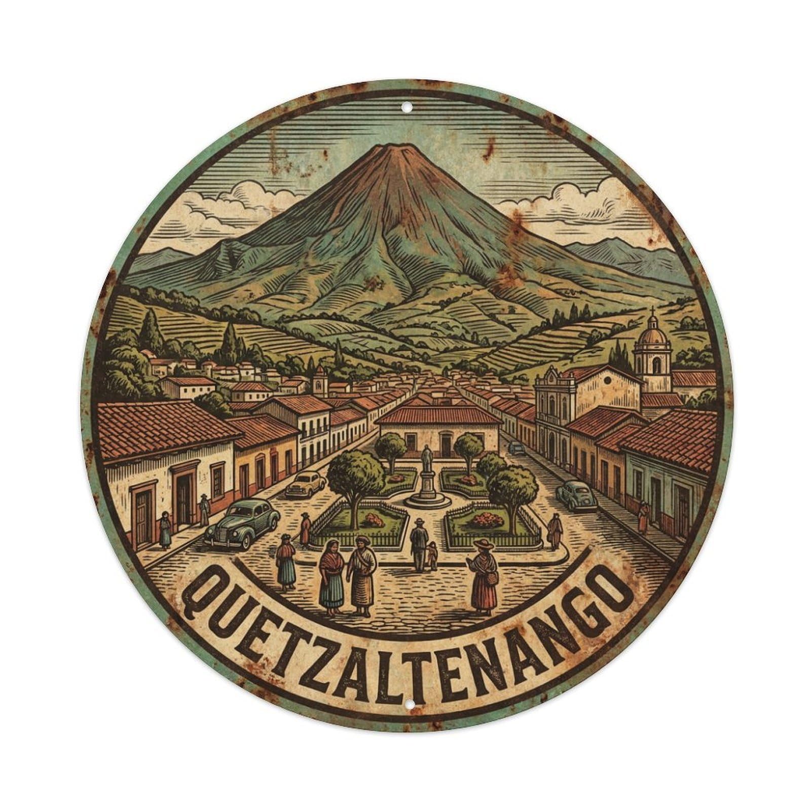 Retro Travel Guatemala Quetzaltenango Metal Tin Sign
