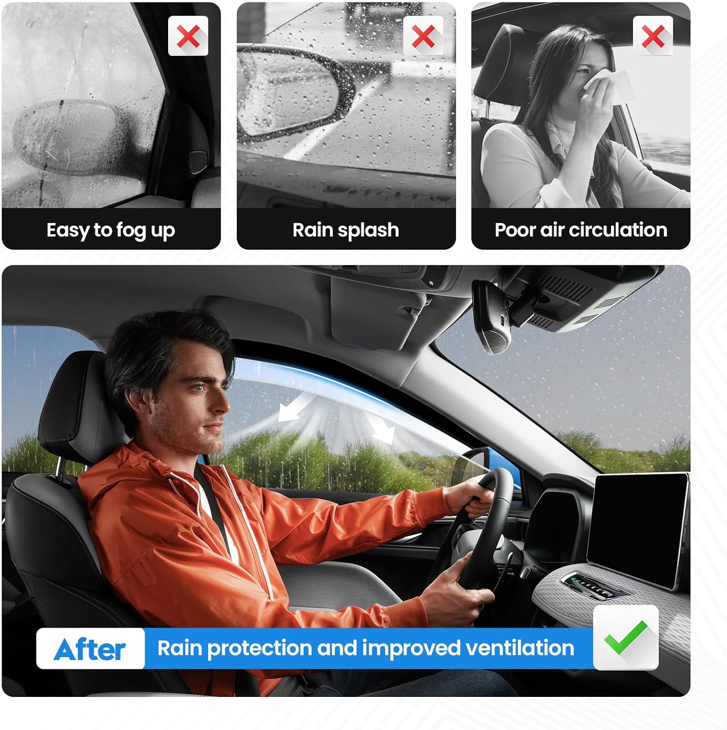 Trax Rain Guard - Window Visors for Chevrolet Chevy Trax 2024 2025 2026, Out-Channel Side Window Rain Guards for Trax Accessories, 4PCS, Black, Car Accessories