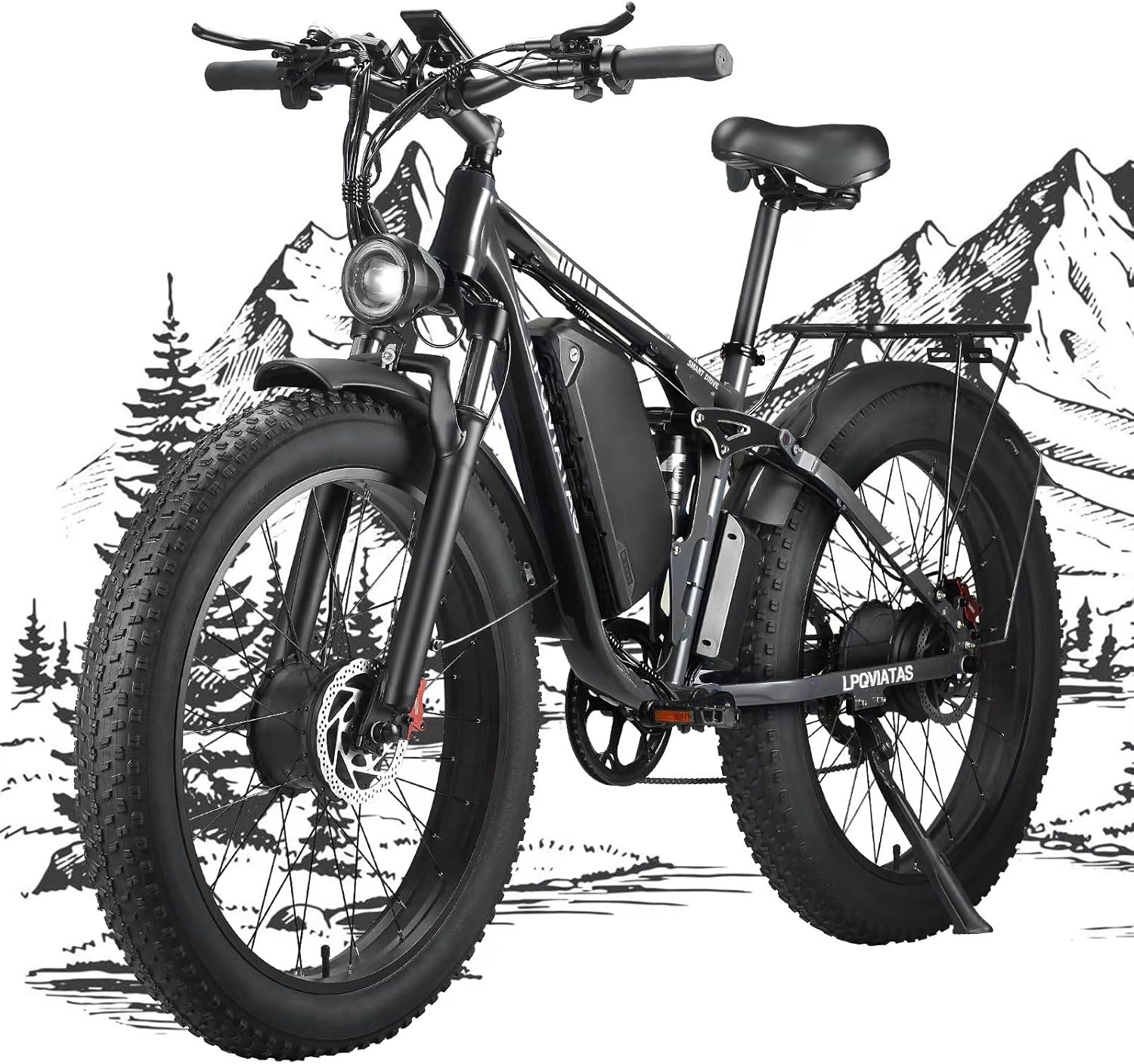 2000W Electric Dirt Bike for Adults with 52V 23AH Battery, 35MPH Dual Motor Ebike 26 2000W Electric Dirt Bike for Adults with 52V 23AH Battery, 35MPH Dual Motor Ebike 26″ Fat Tire for Men, 70 Miles Electric Bicycle with 21 Speed Gears Dual Suspension Damping for Road Mountain Snow