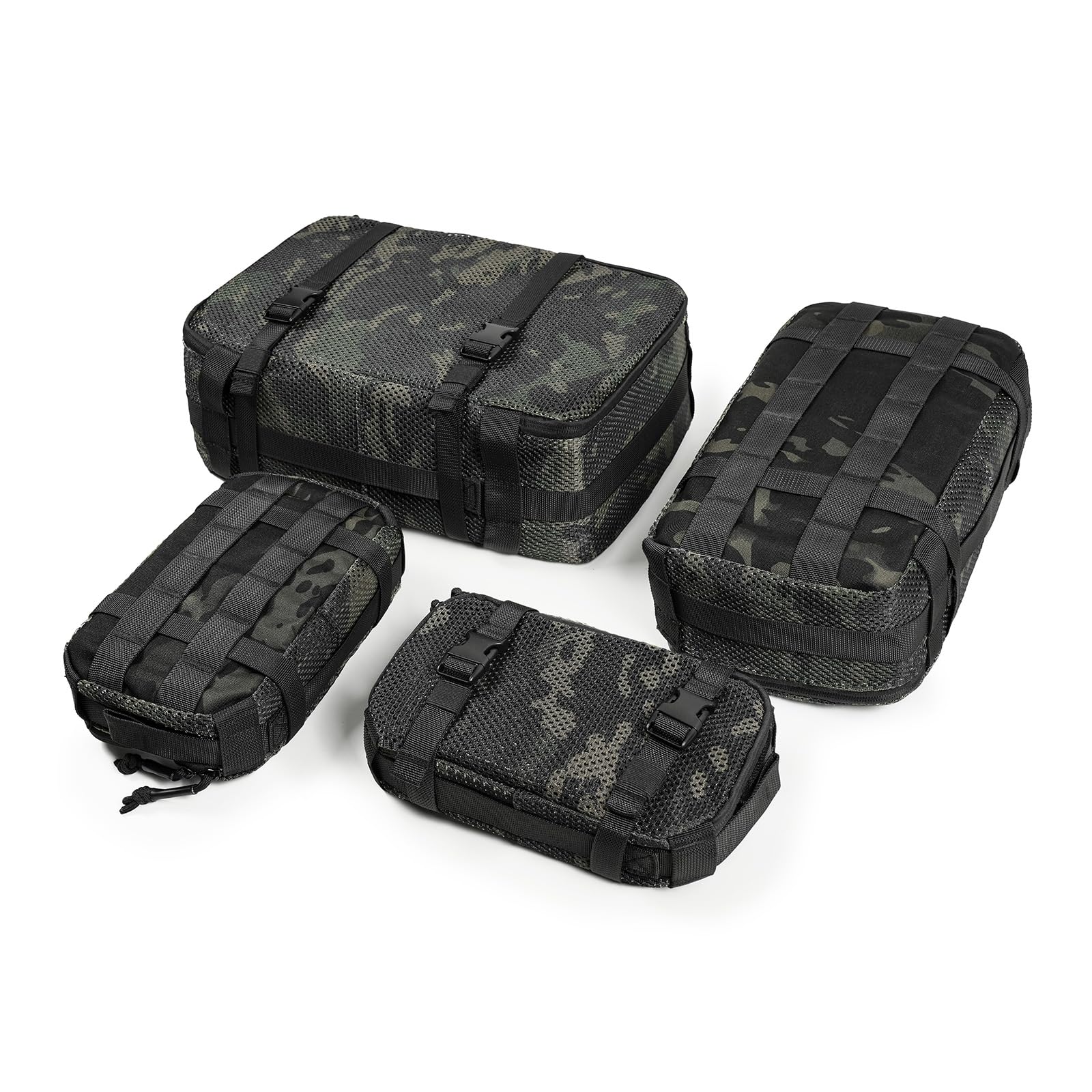 4 Set Tactical Packing Cubes ，Compressible Mesh Duffle Storage Bag,Portable Edc Molle Pouch Organizer.