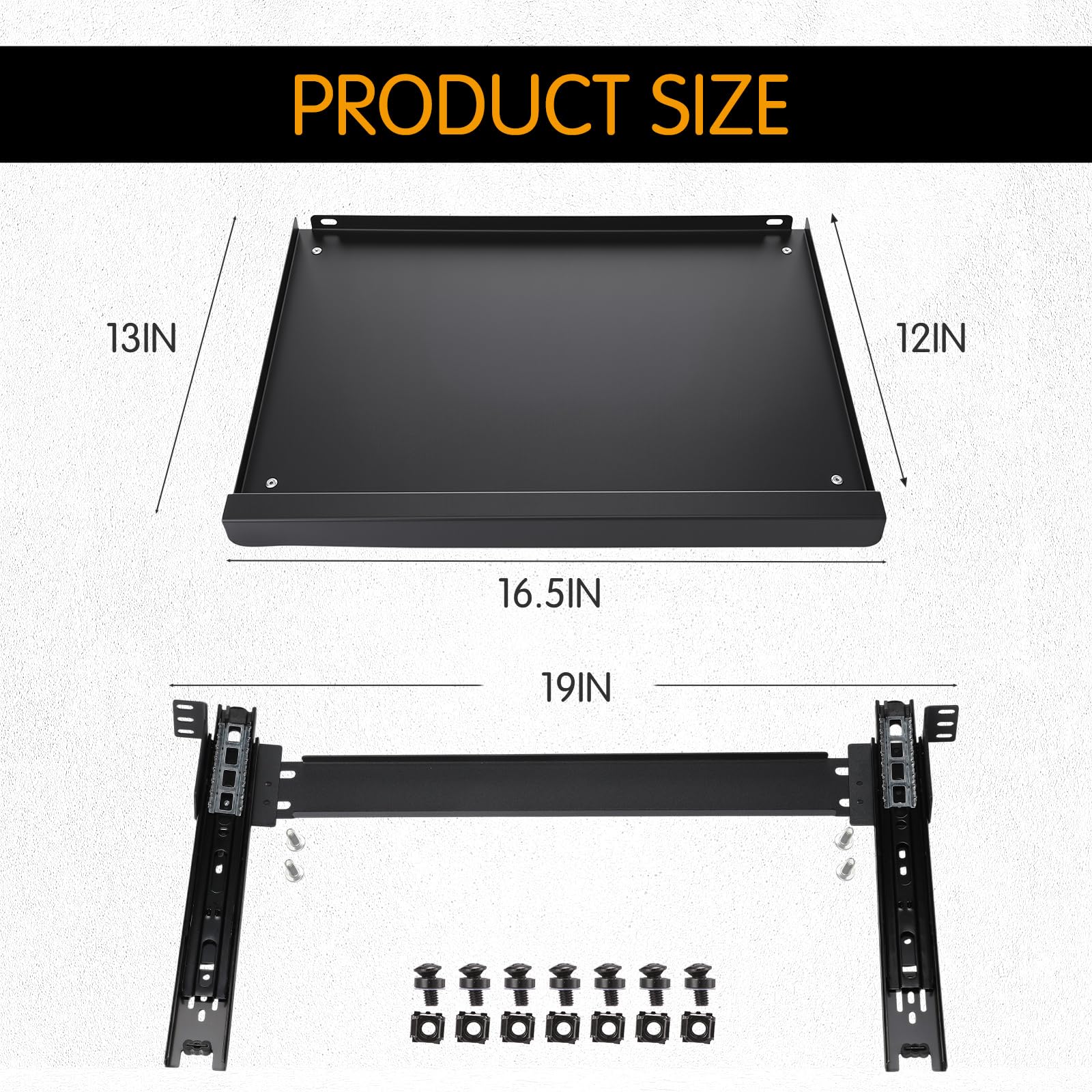 AceOrbit Vassoio per tastiera 1U, profondità 30,5 cm, universale da 48,3 cm, ripiano scorrevole profondo 30,5 cm, per apparecchiature di rete, server rack o armadietti
