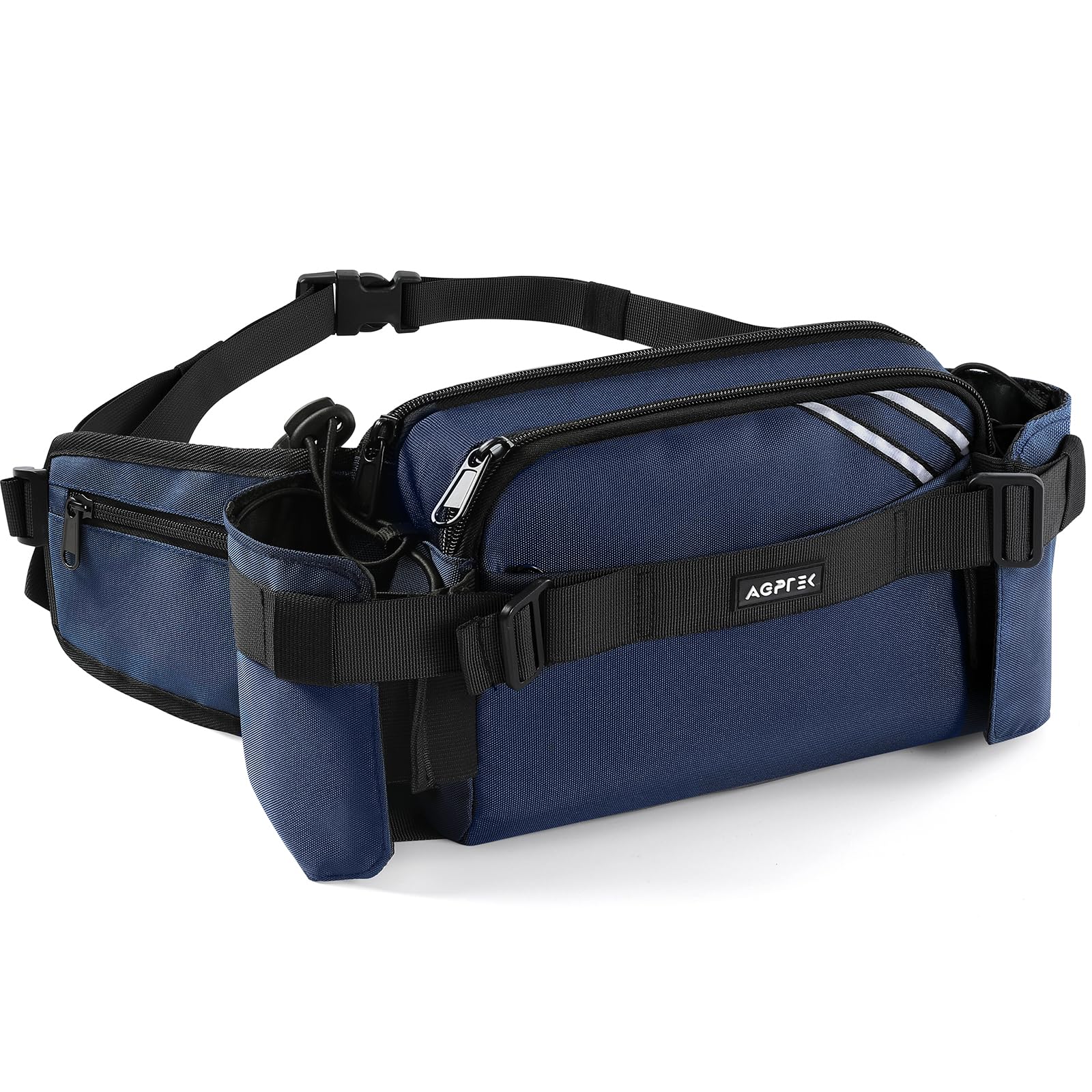 AGPTEK Sac Banane avec Porte-Gourde, Grande Capacité Sacoche Banane Ceinture pour Homme Femme, Réglable Multi-Poches pour Course à Pied, Randonnée, Vélo, Camping et Voyage