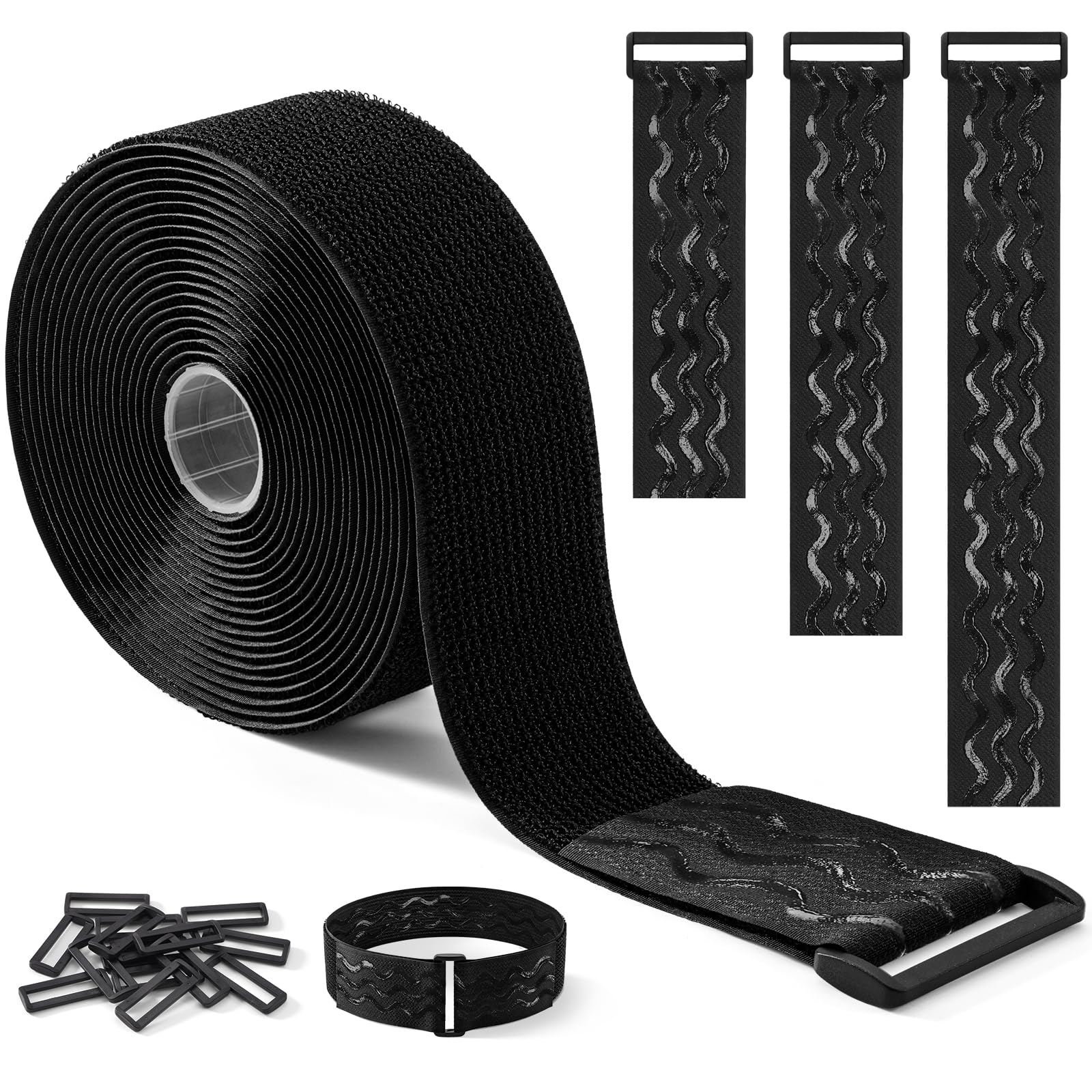 Heavy Duty Hook & Loop Cinch Straps with Non-Slip Rubber Backing, 5cm x 5m