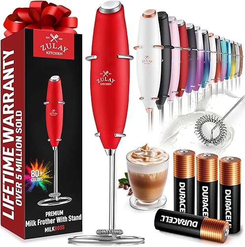 Vista 88 de Zulay Milk Boss Espumador de leche potente manual, hace espuma para latte, batidor para mezclar bebidas, café, miniespumador para capuchino, frappé