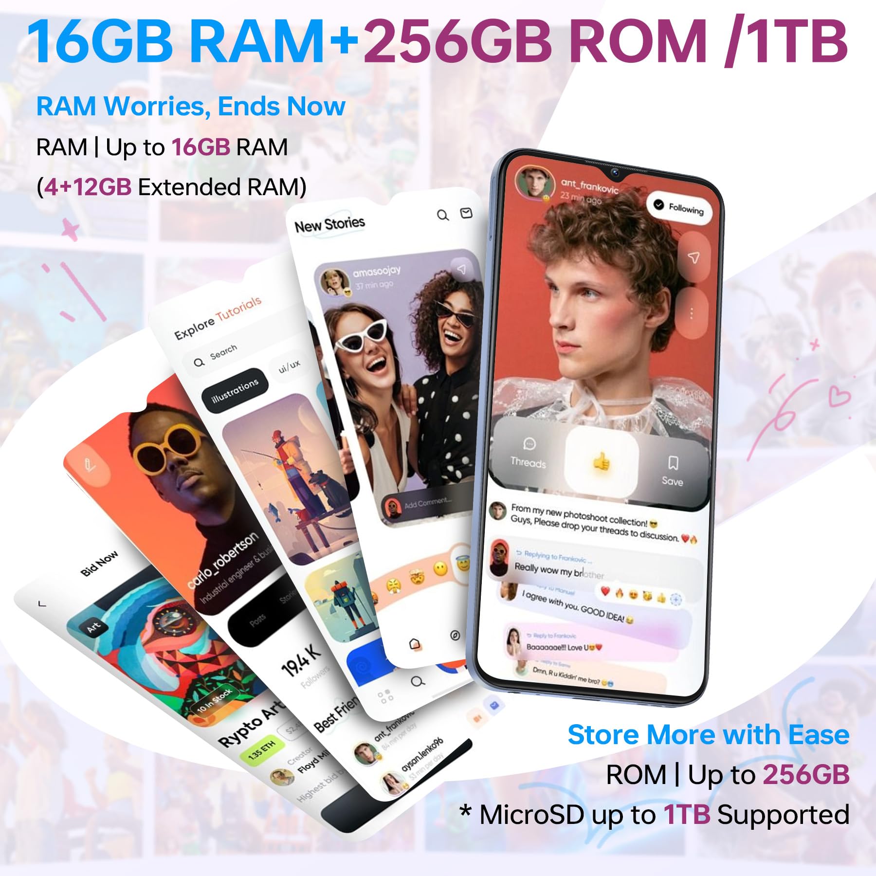 OUKITEL C1 Pro Smartphone Android 15, 16GB+256GB/1TB Telefono Cellulare, 5150mAh Telefoni Offerta, 6.52" HD+ Display, 13MP+5MP Fotocamera Cellulari, Dual SIM 3 Slot/Octa Core/Fingerprint/3.5mm Jack