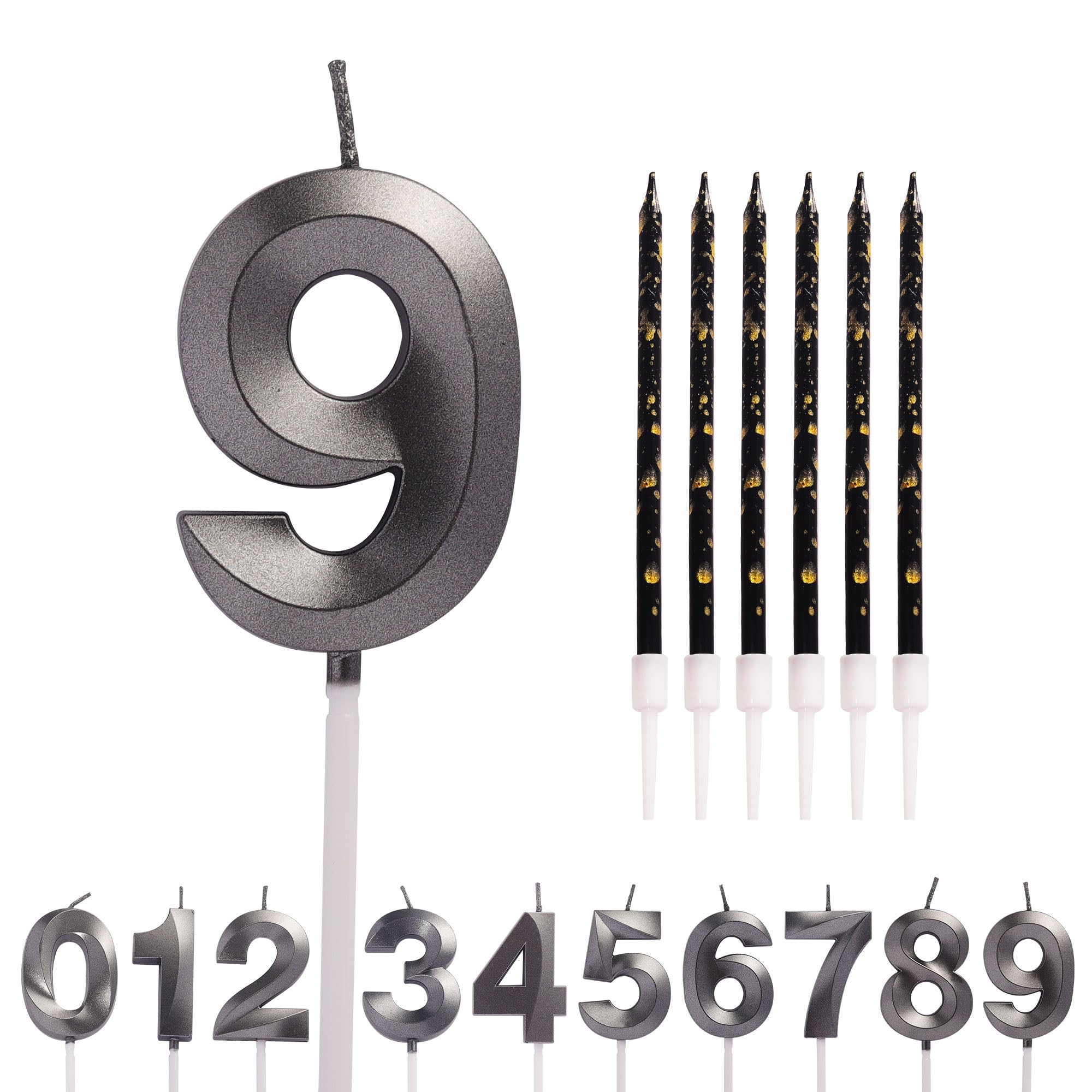 Bougie Anniversaire Chiffre 9, Halloween Squelette Bougie Decoration De Gateau Anniversaire 9 Ans, Bougies Noir Violet Pour Filles Garçons Enfants